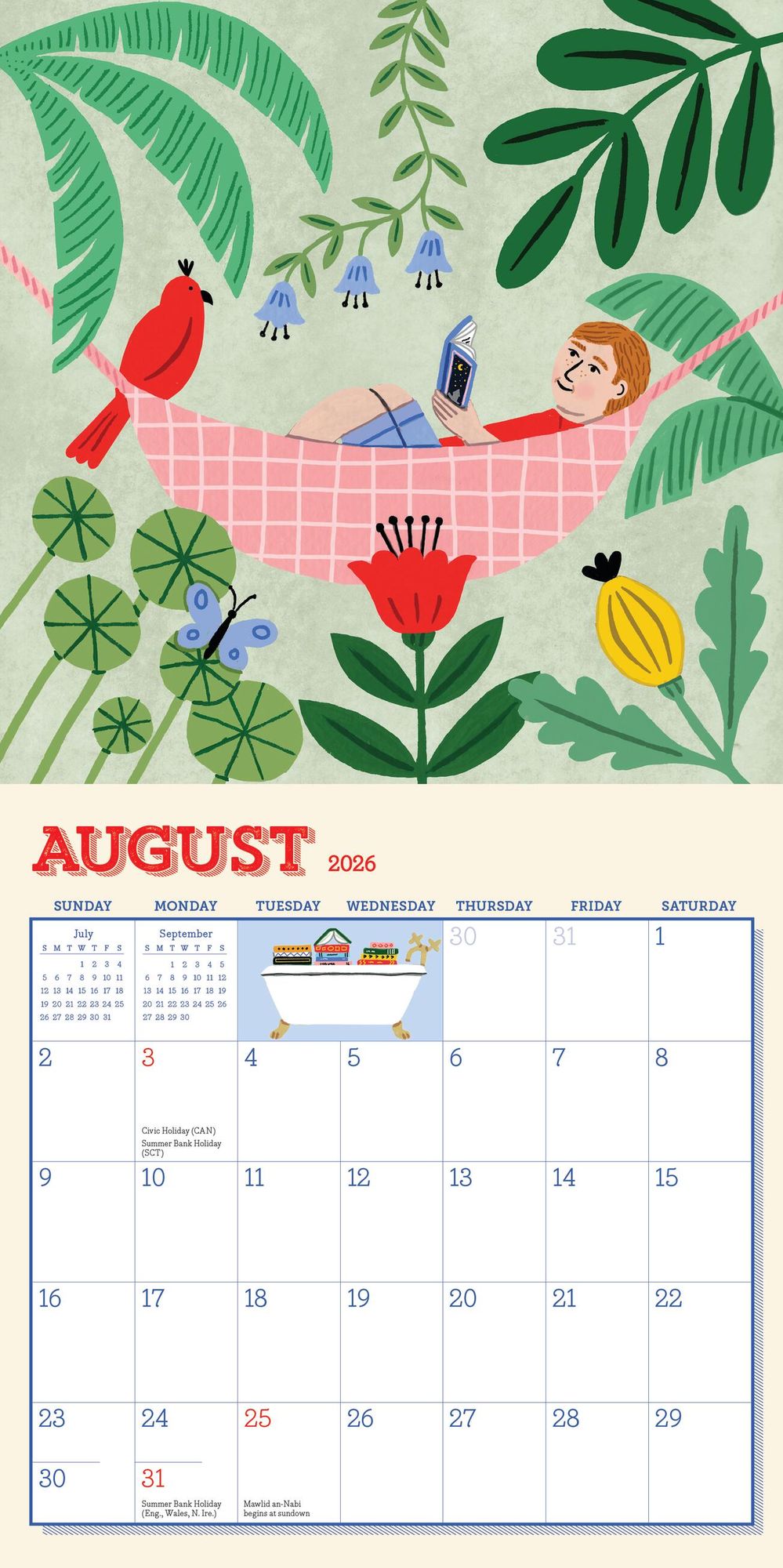 2026 Book Nerd Mini Wall Calendar