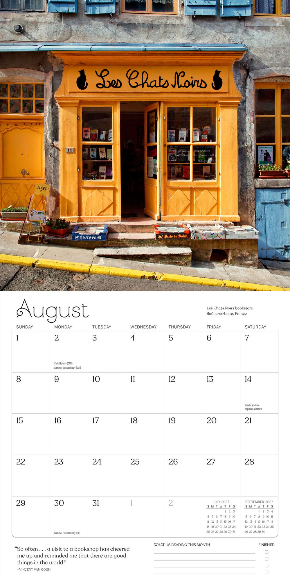 2027 A Calendar for Book Lovers Wall Calendar