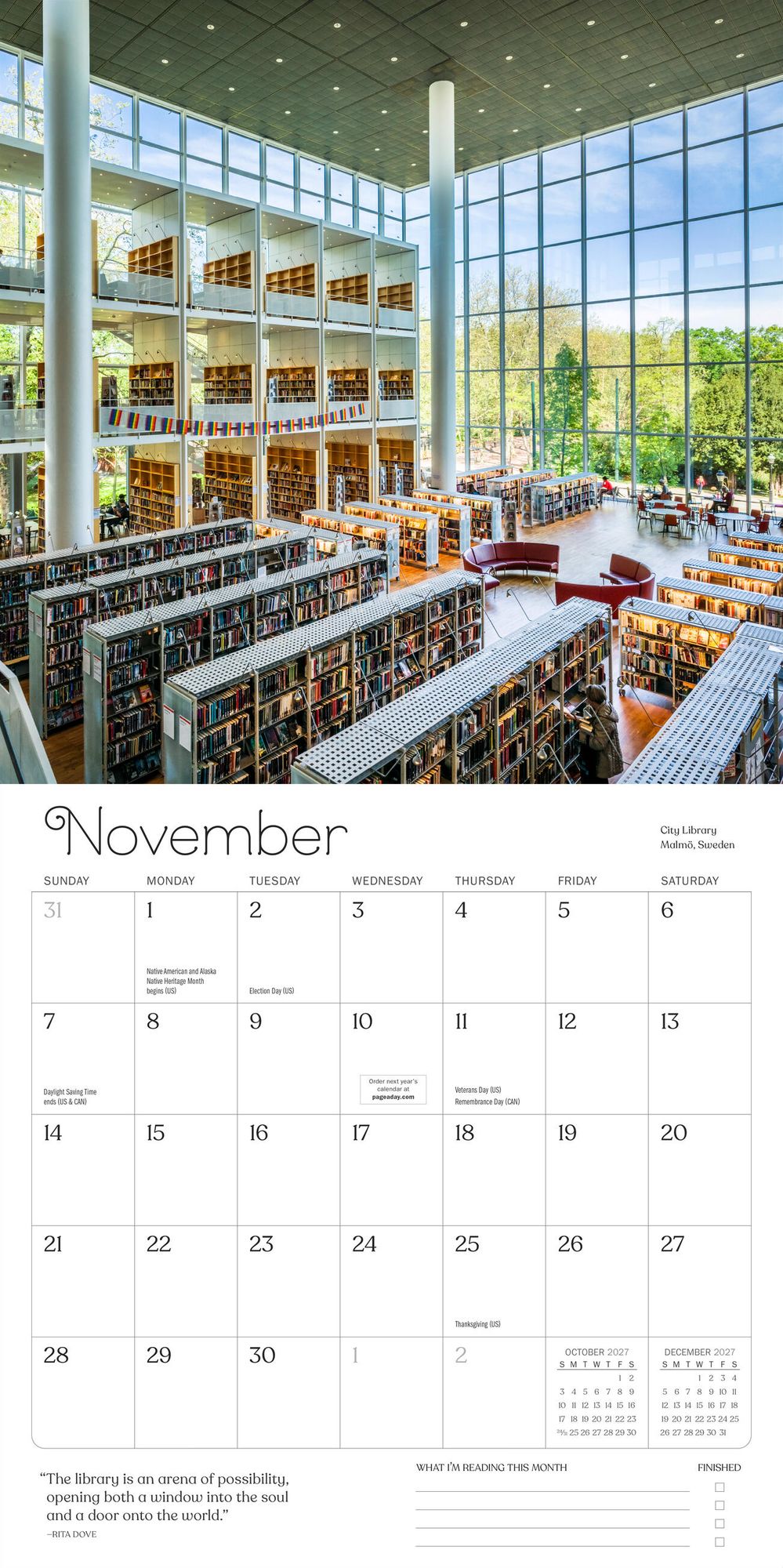 2027 A Calendar for Book Lovers Wall Calendar