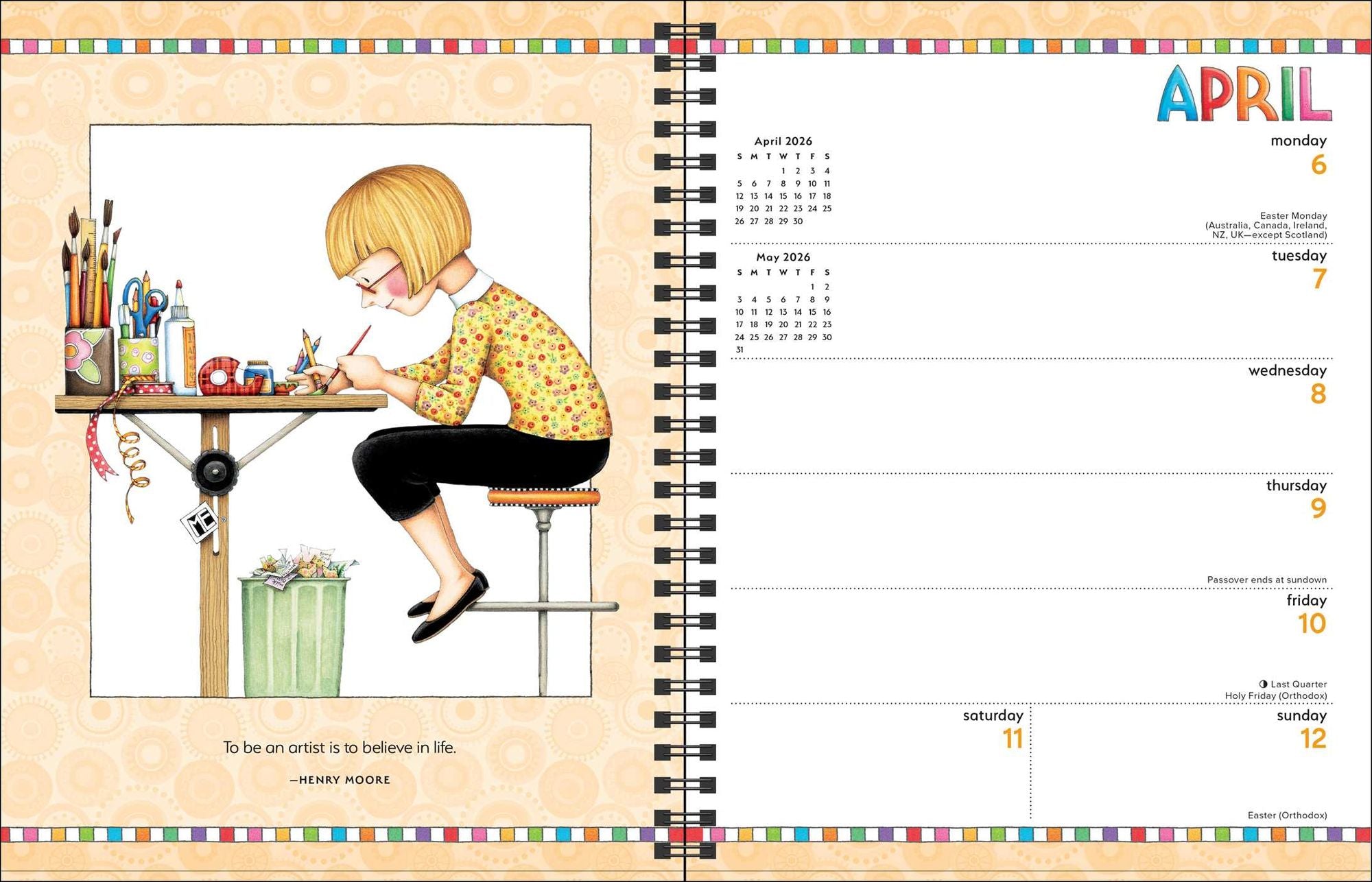 Mary Engelbreit's You Are a Work of Art 2026 Monthly/Weekly Planner Calendar