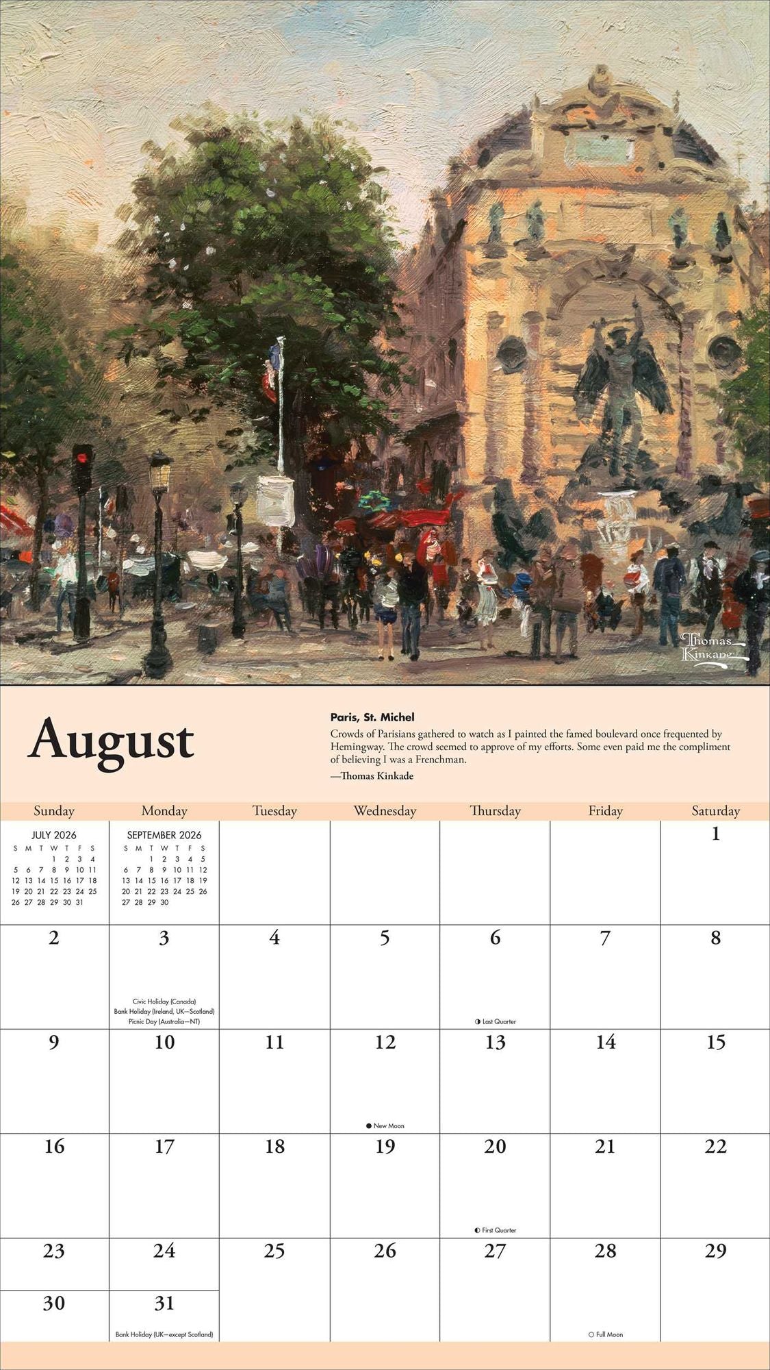 2026 Thomas Kinkade Travels Deluxe Wall Calendar