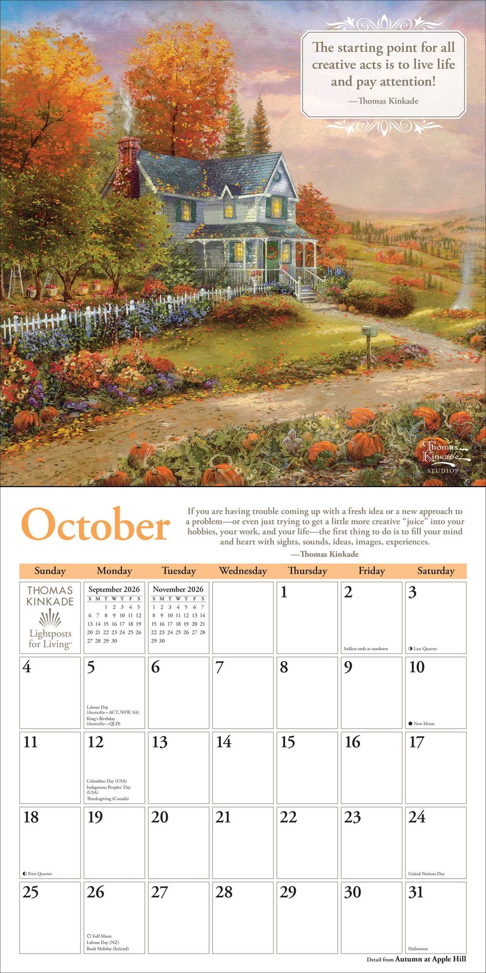 Thomas Kinkade Lightposts for Living 2026 Wall Calendar