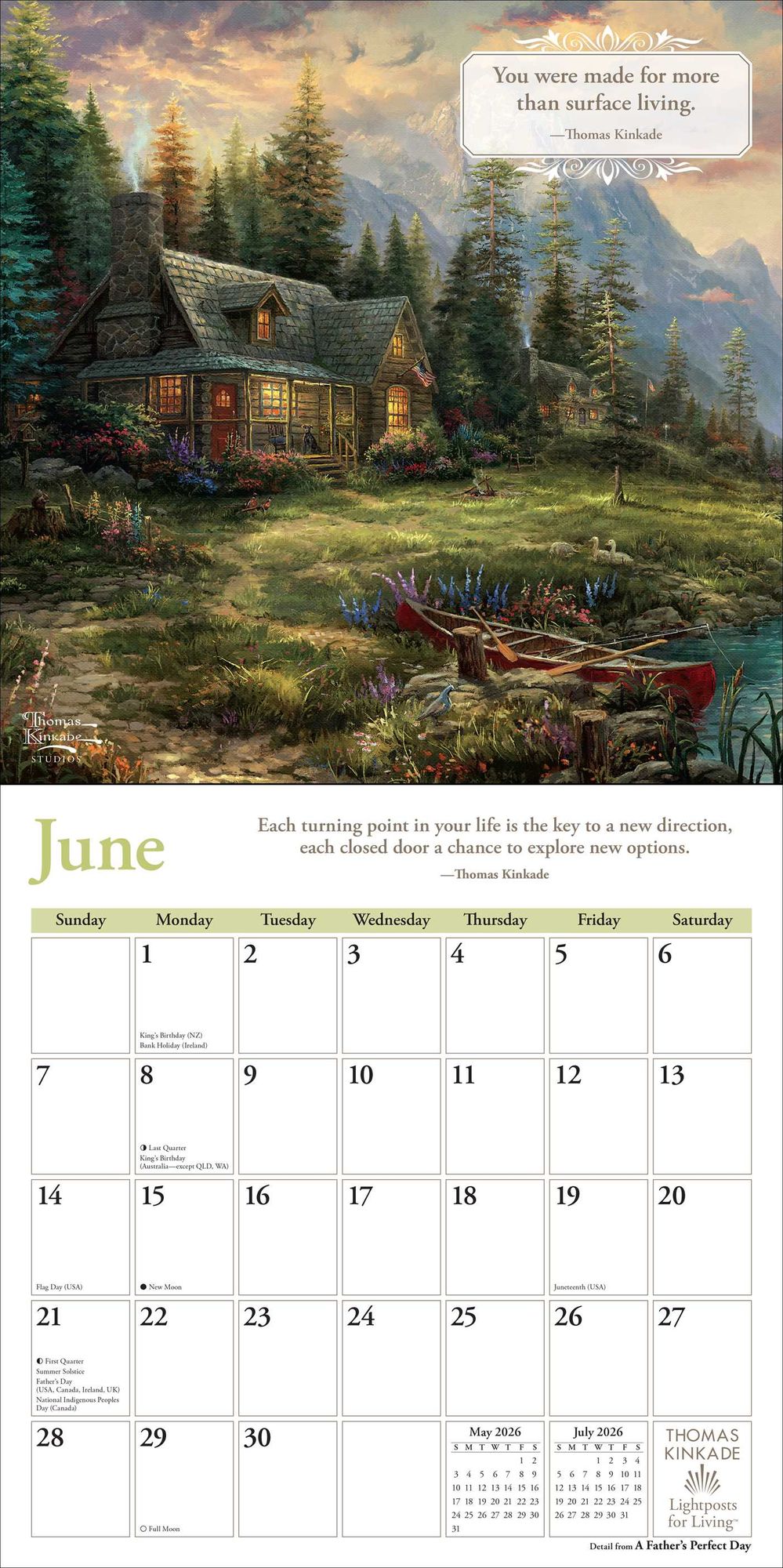 Thomas Kinkade Lightposts for Living 2026 Wall Calendar