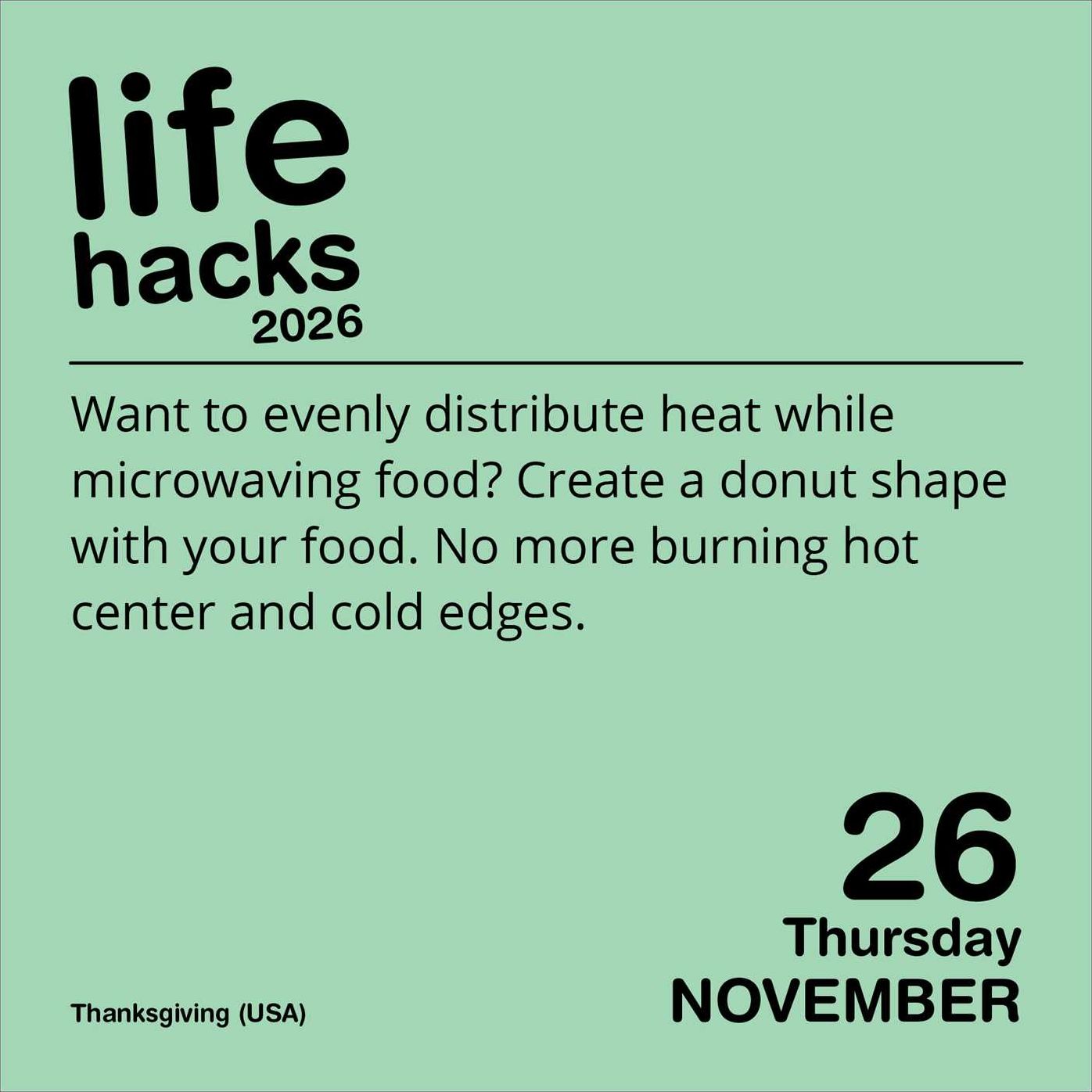 2026 Life Hacks Day-to-Day Calendar