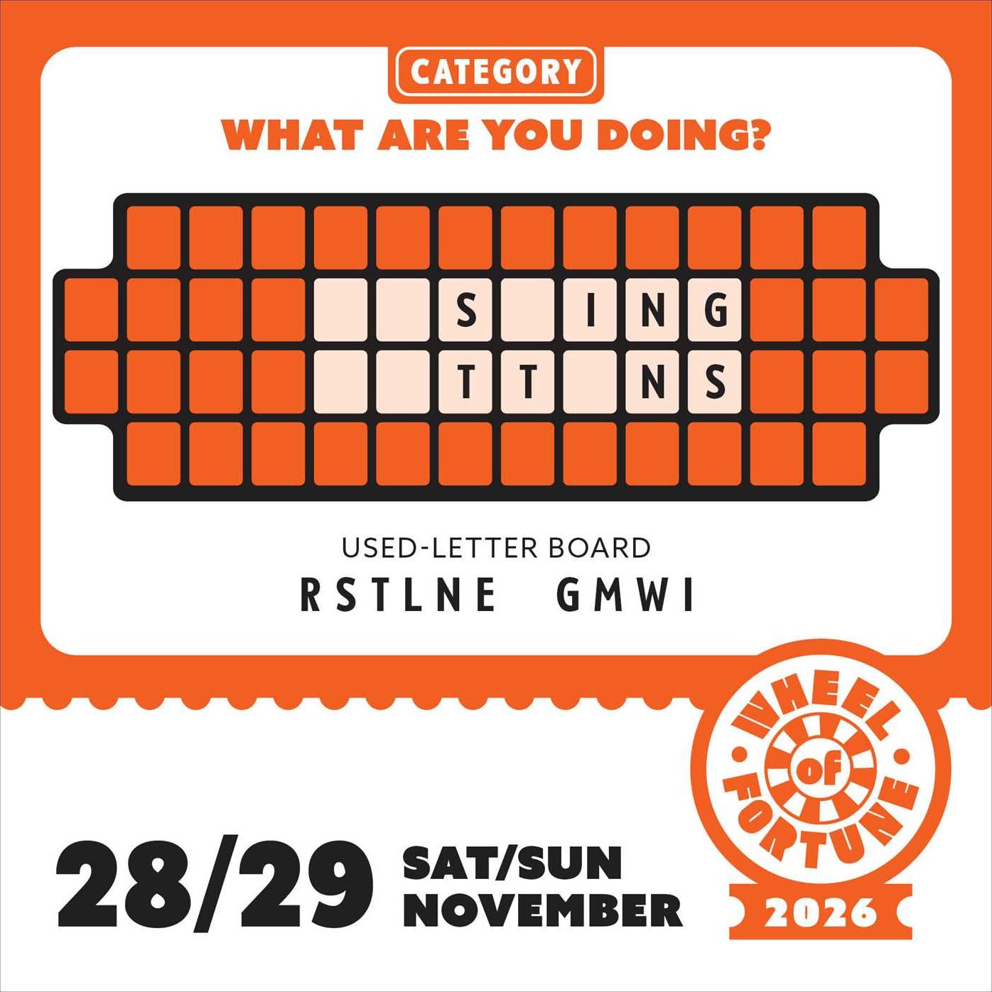 2026 Wheel of Fortune Day-to-Day Calendar