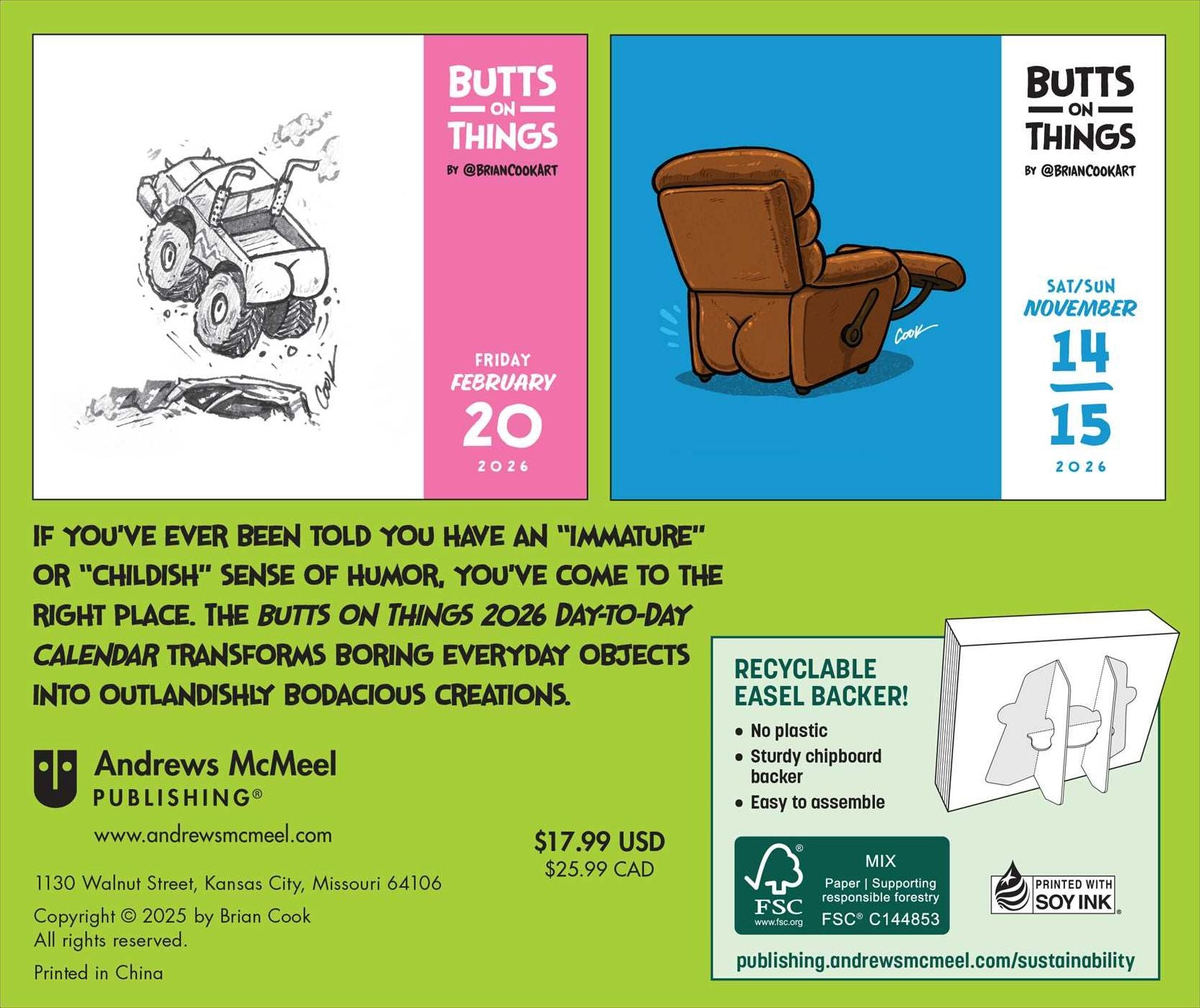 2026 Butts on Things Day-to-Day Calendar