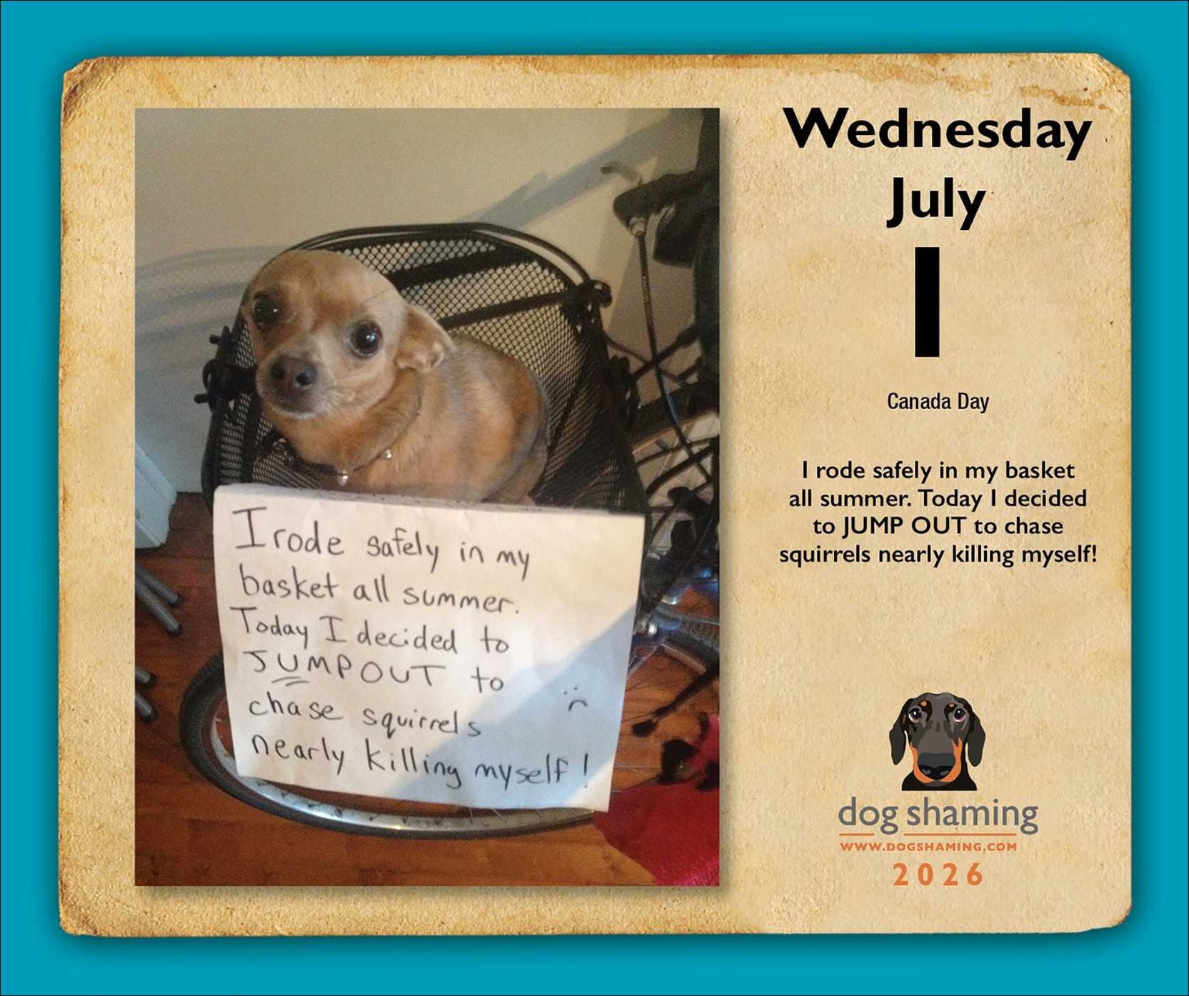2026 Dog Shaming Day-to-Day Calendar