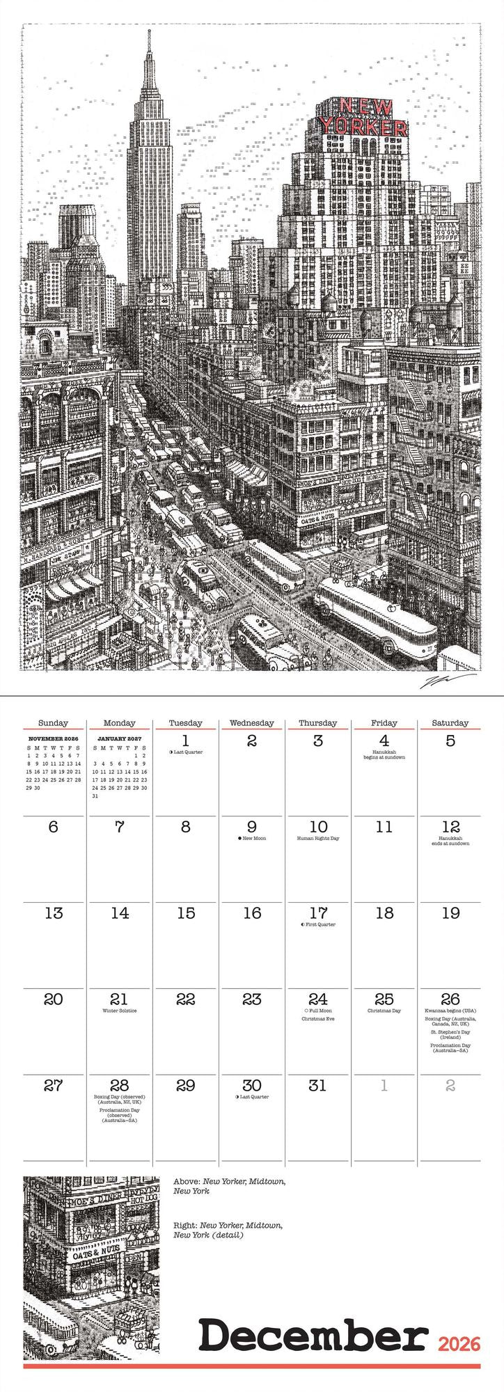 2026 James Cook Typewriter Artist Wall Calendar