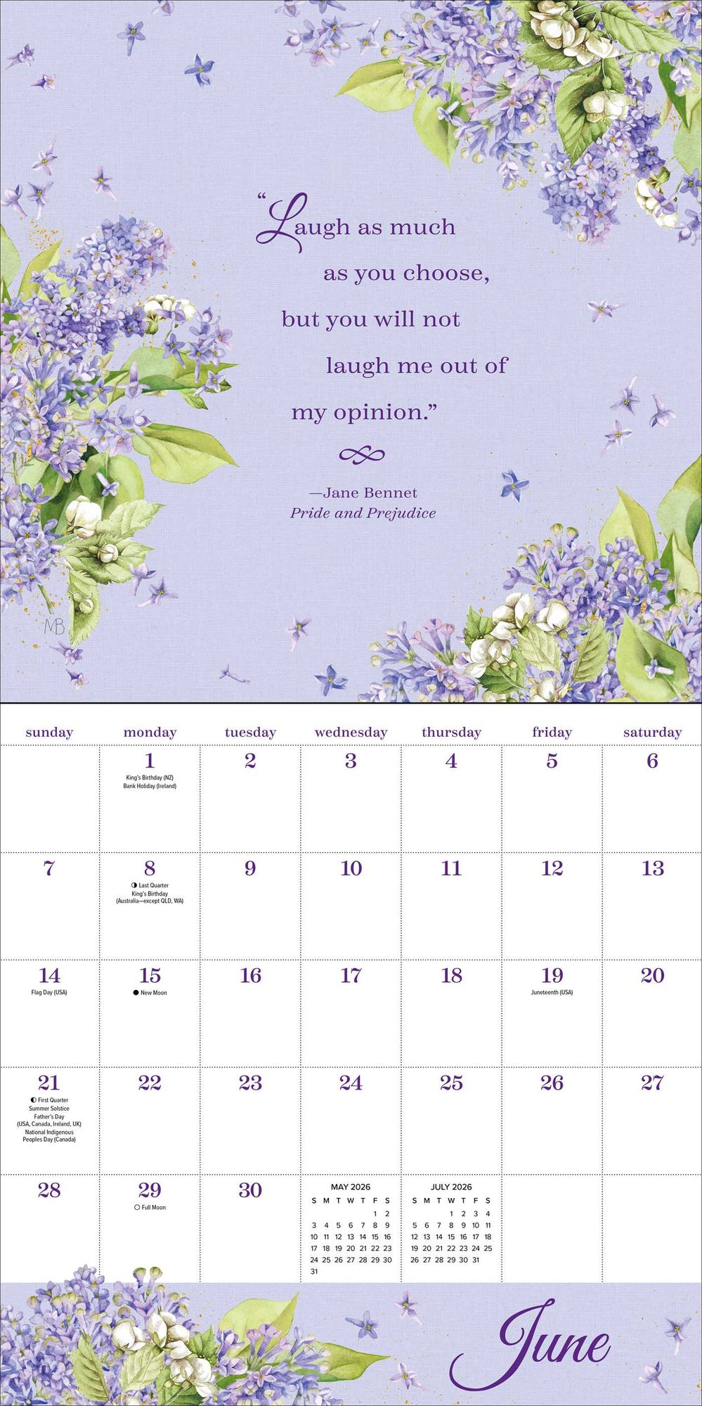 2026 Quotable Jane Austen Wall Calendar