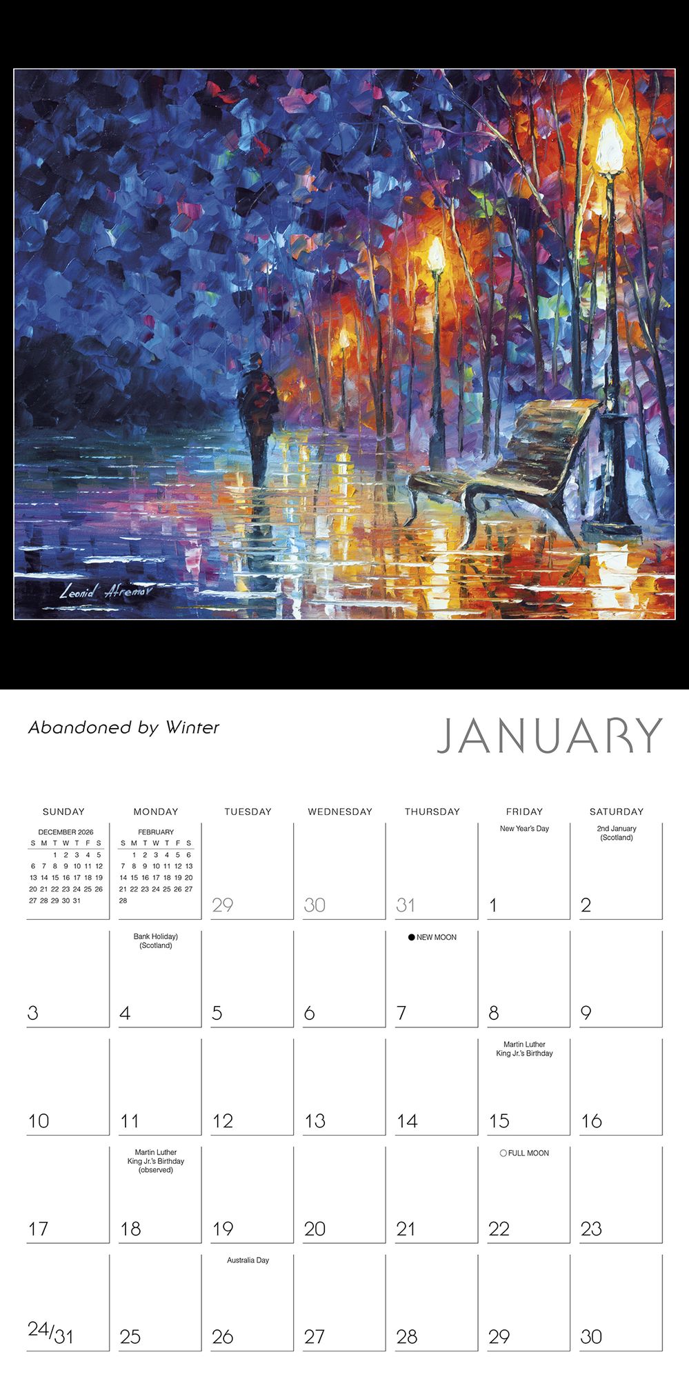 2027 Impressions of Light: The Fine Art of Leonid Afremov Wall Calendar