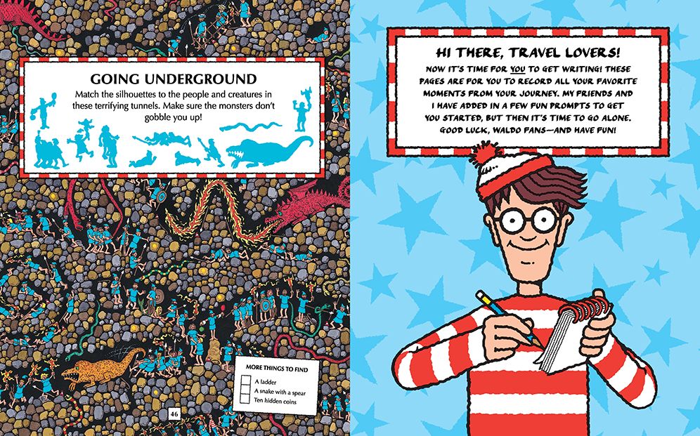 Where's Waldo? Exciting Expeditions: Play! Search! Create Your Own Stories! (A Compact, Travel-Size Hidden Object Activity Book with Puzzles and Prompts for Vacation Journaling)