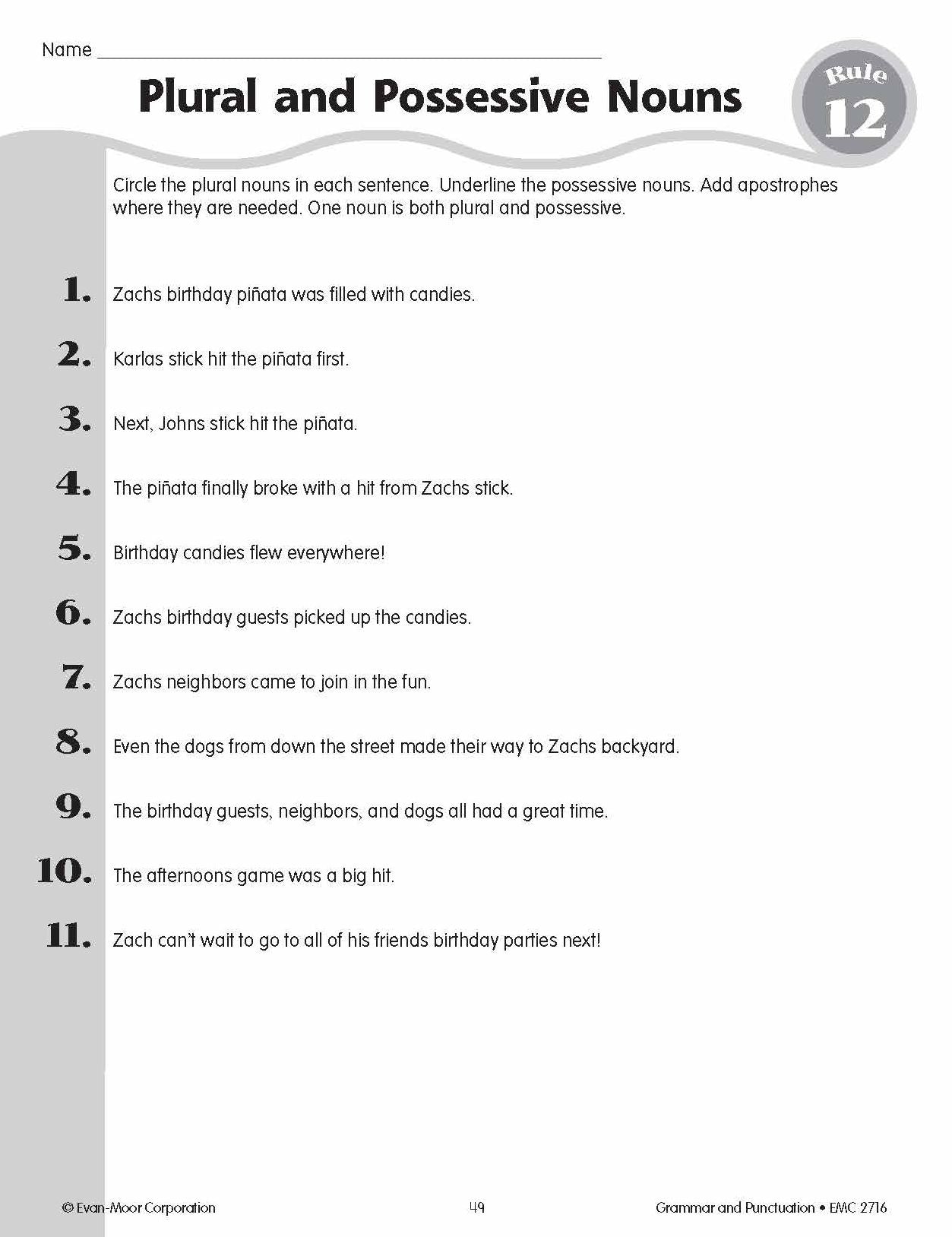 Grammar and Punctuation, Grade 6