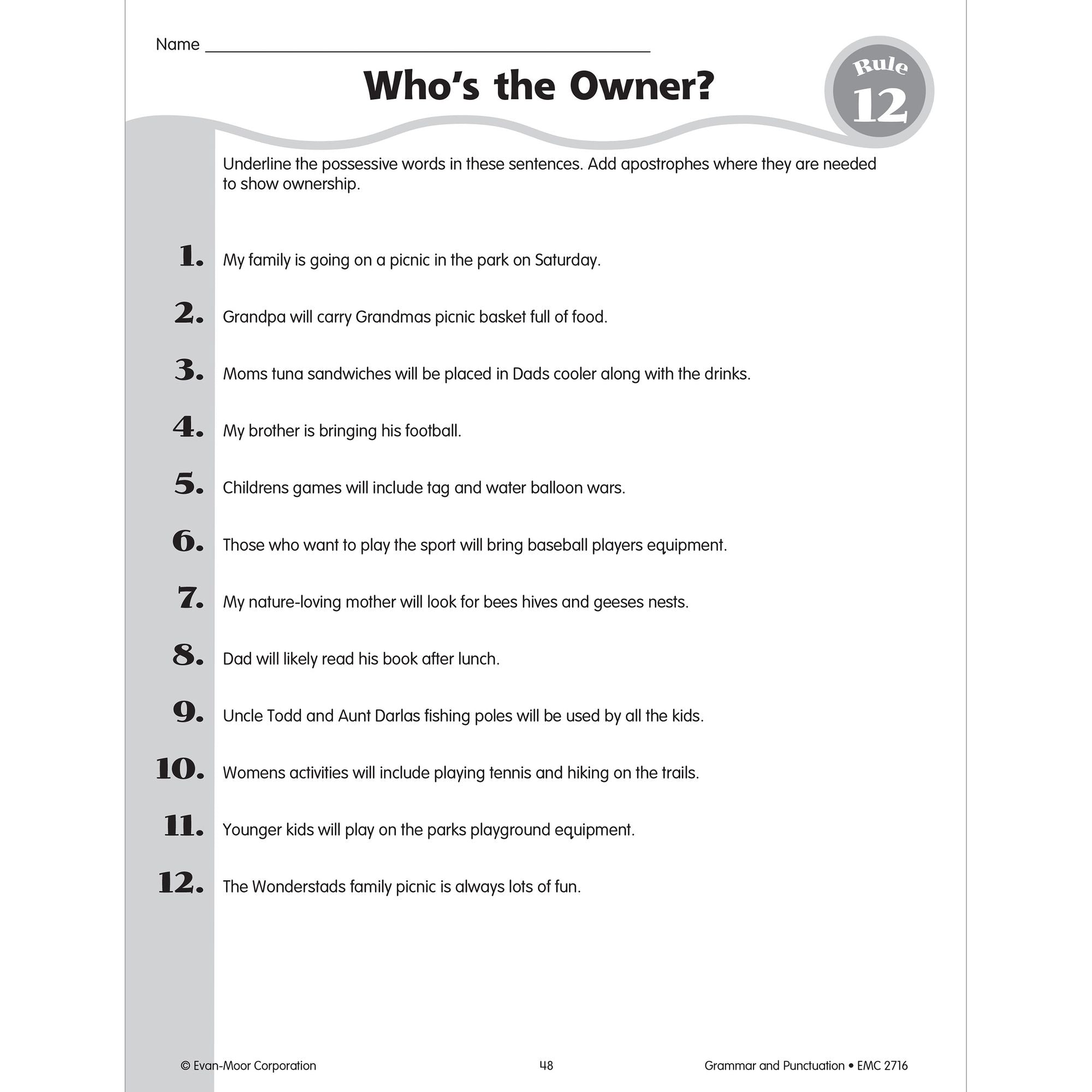 Grammar and Punctuation, Grade 6