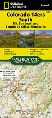 Colorado 14ers South [San Juan, Elk, and Sangre de Cristo Mountains] Map