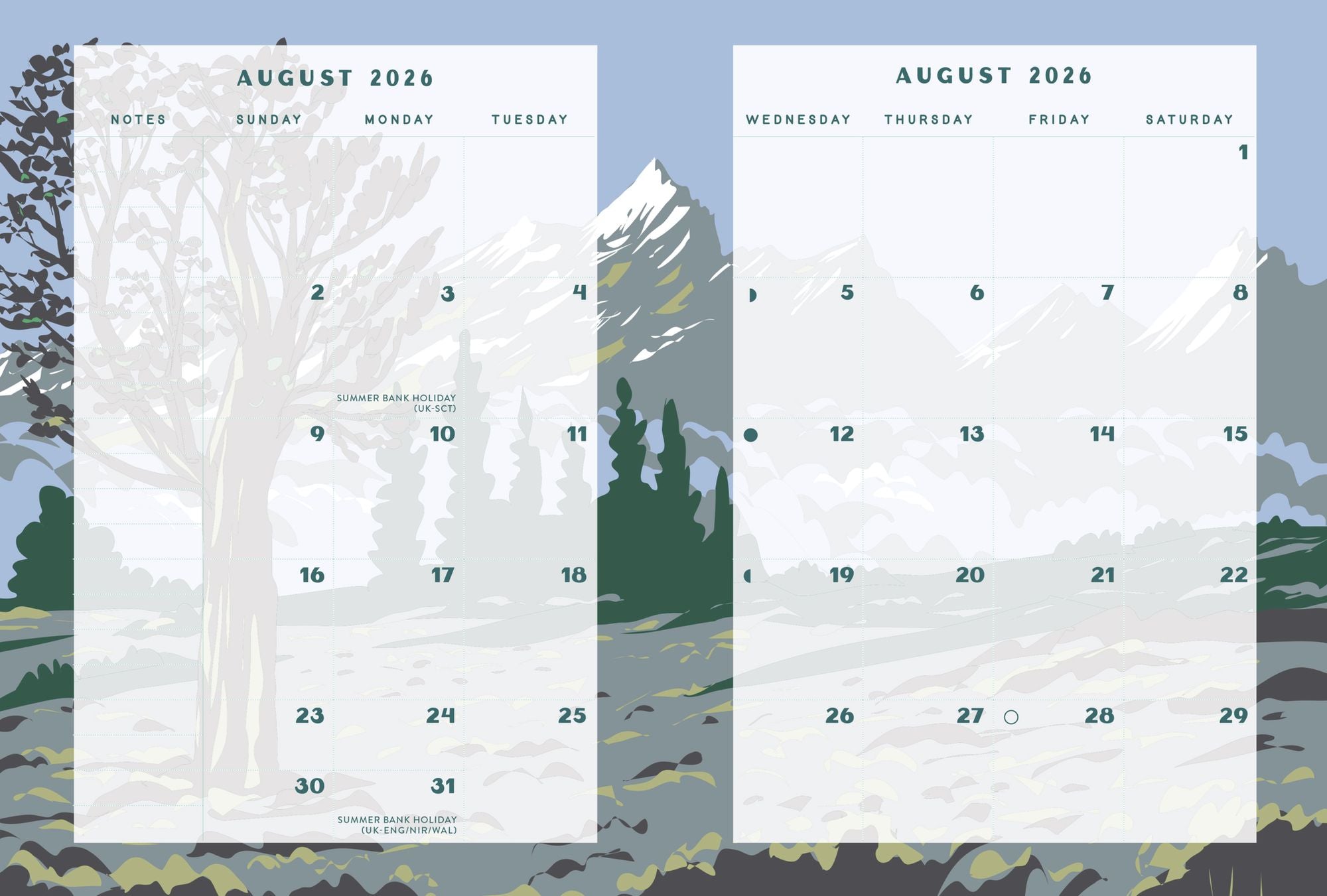 National Parks 2027 Weekly Planner: July 2026 - December 2027