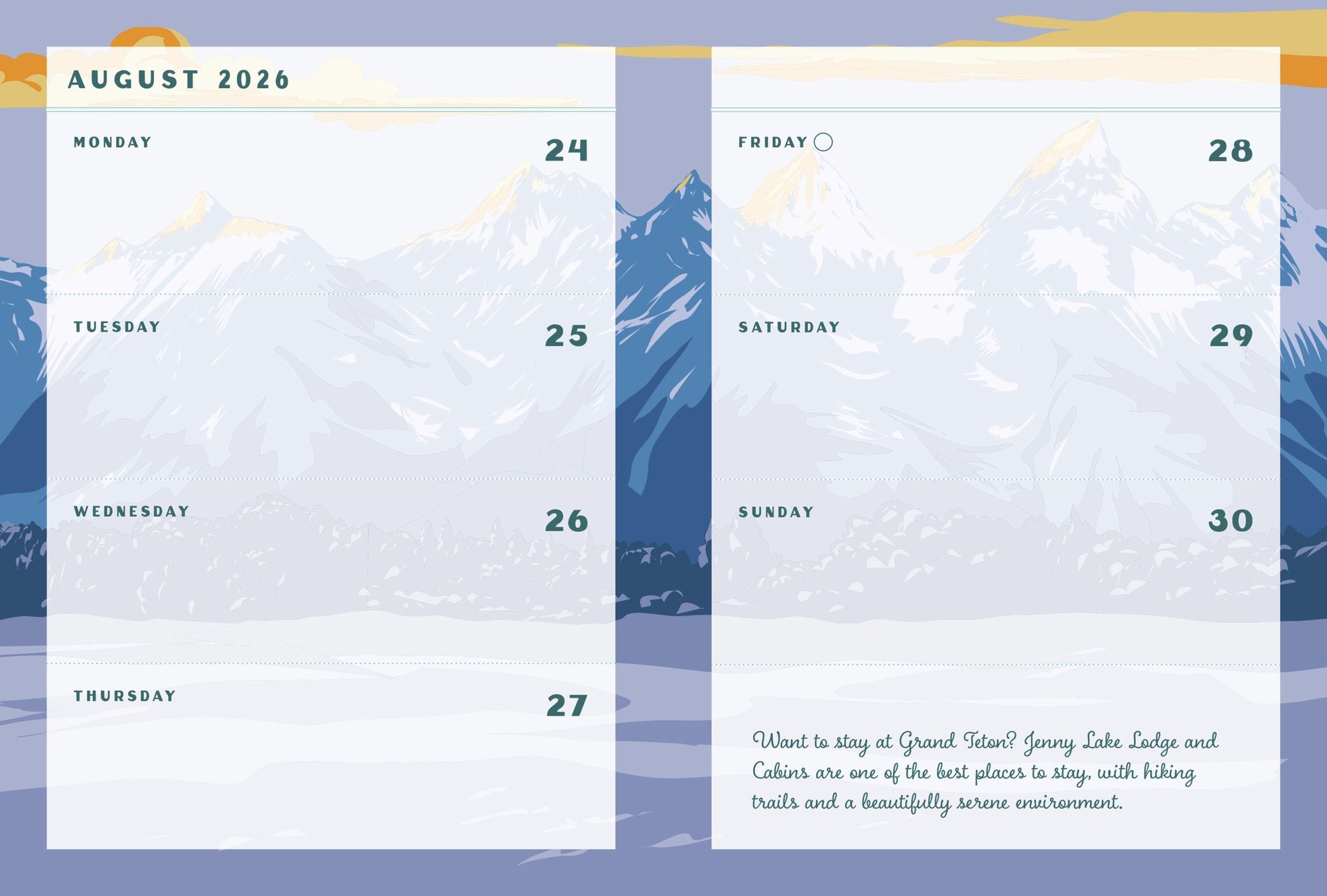National Parks 2027 Weekly Planner: July 2026 - December 2027