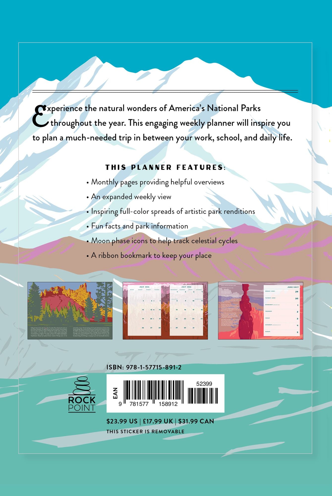 National Parks 2027 Weekly Planner: July 2026 - December 2027