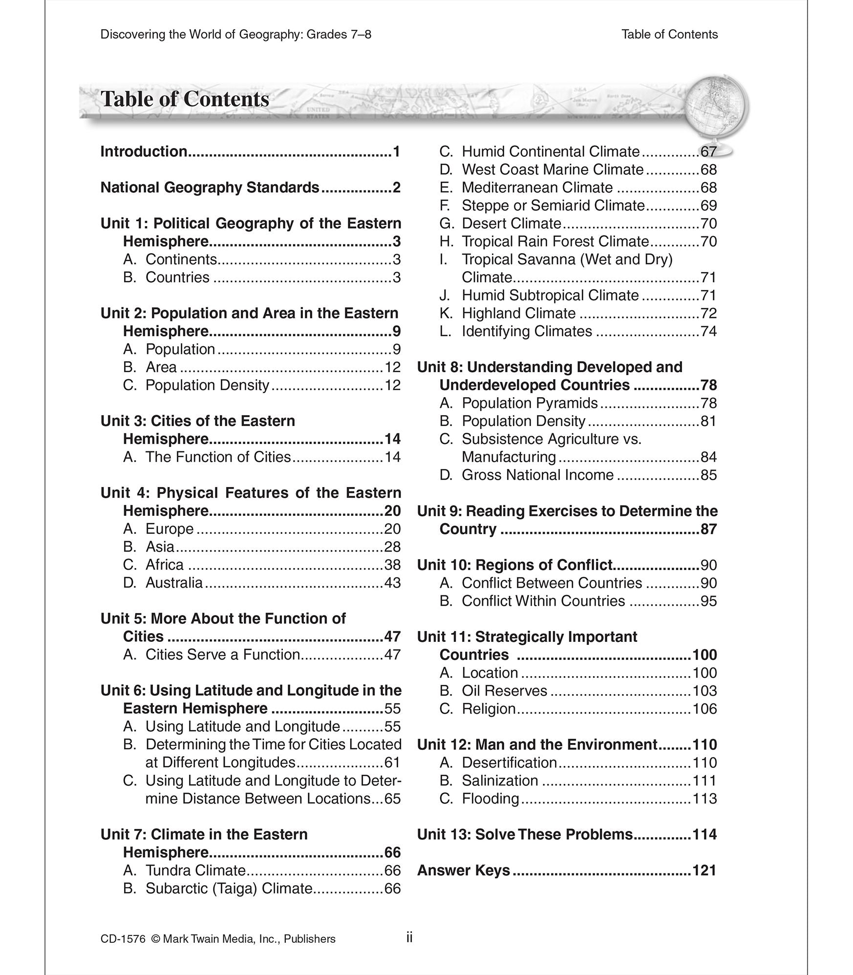 Discovering the World of Geography: Includes Selected National Geography Standards (Grades 7-8)