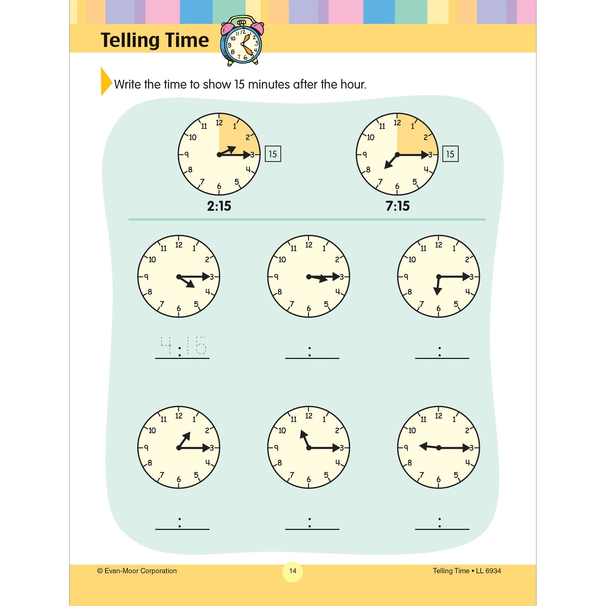 Learning Line: Telling Time, Grade 1 - 2 Workbook