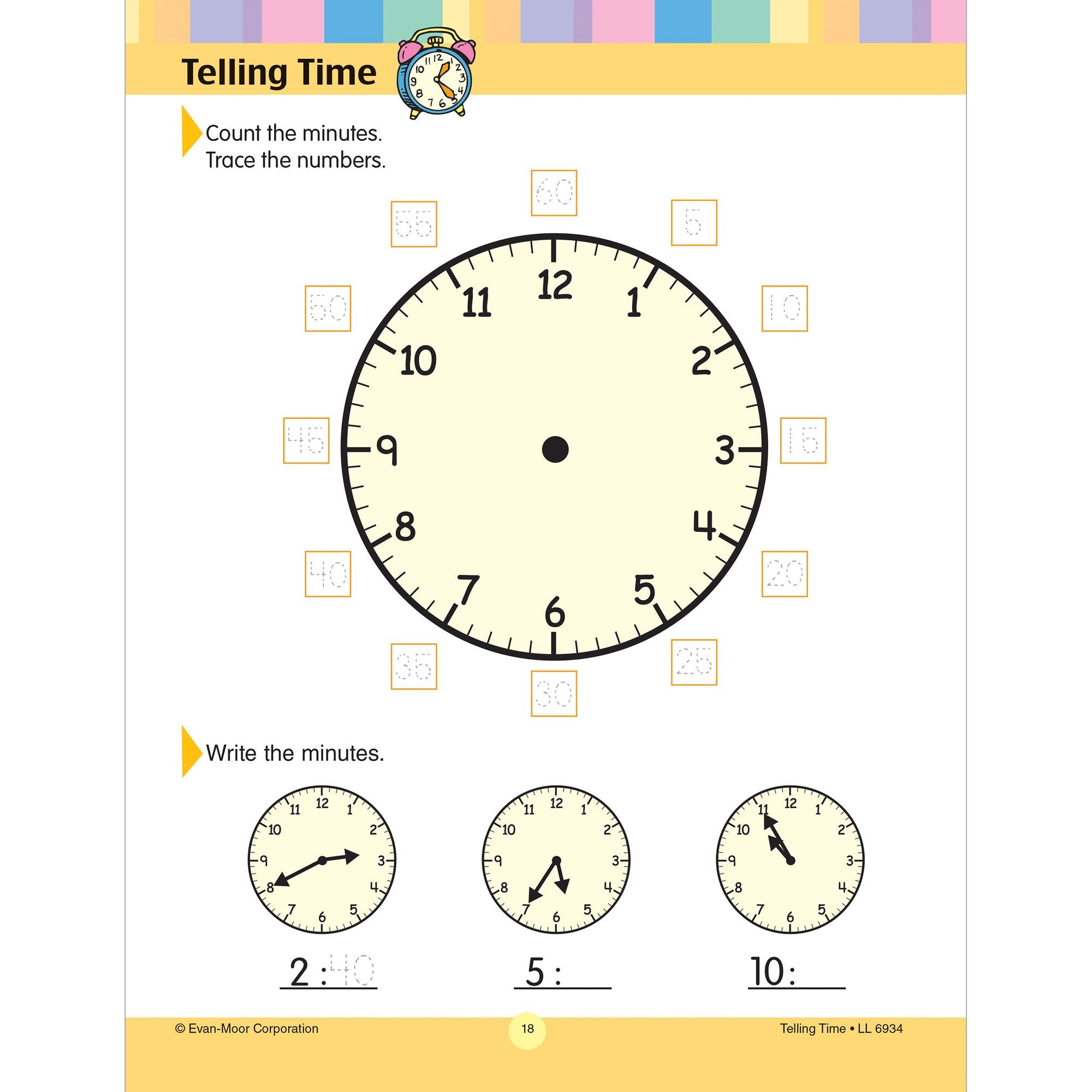 Learning Line: Telling Time, Grade 1 - 2 Workbook