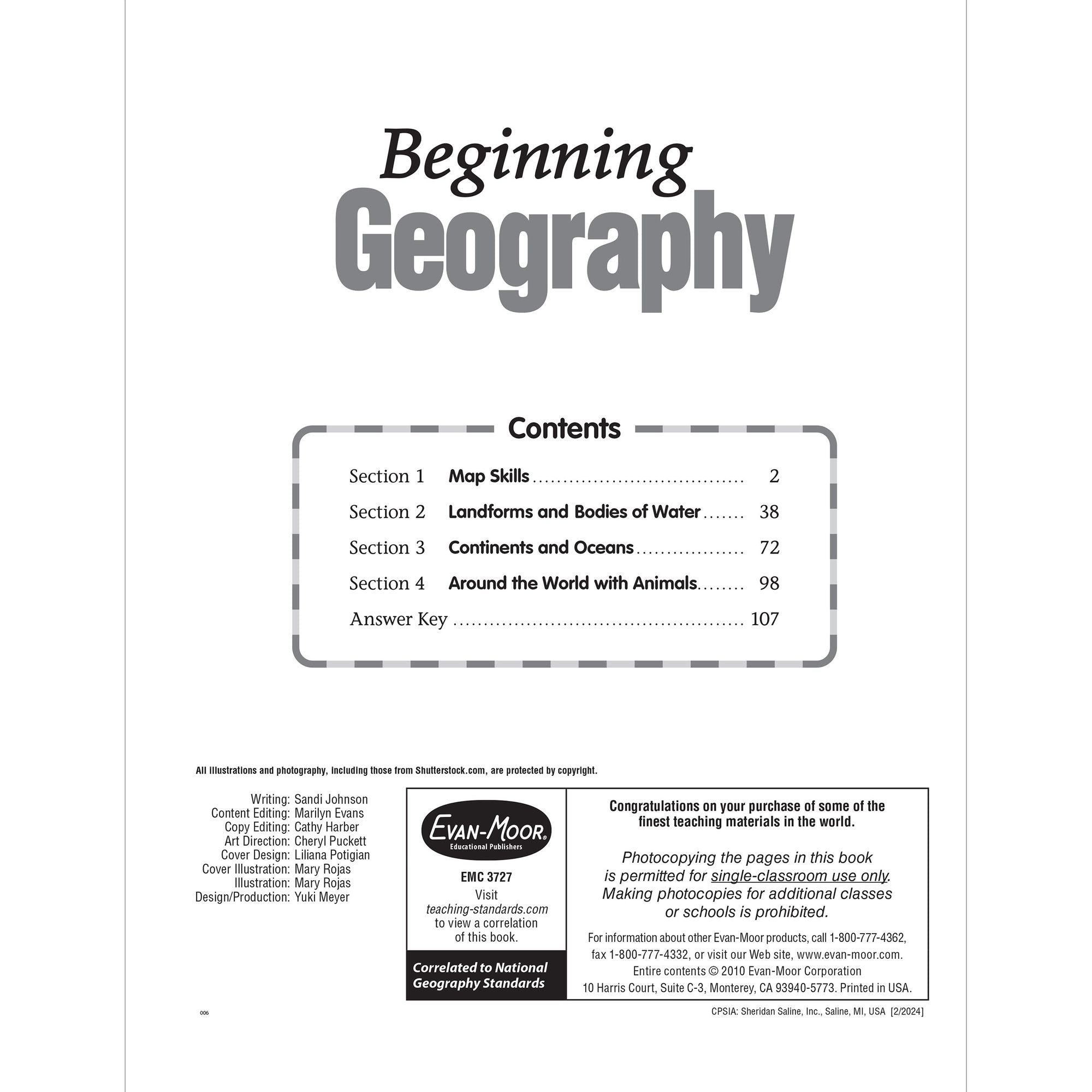Beginning Geography, Kindergarten - Grade 2 Teacher Resource