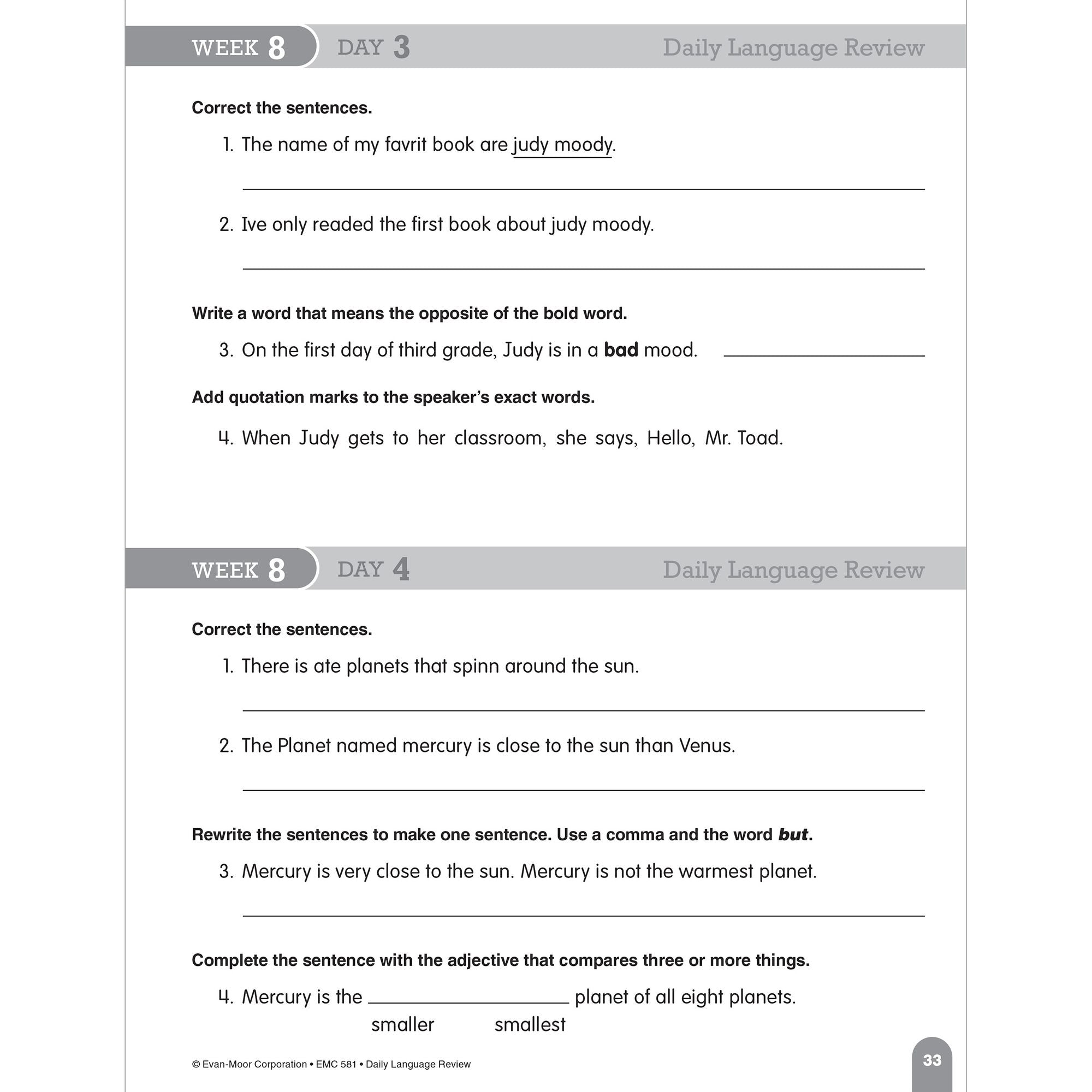 Daily Language Review Grade 3 Sb