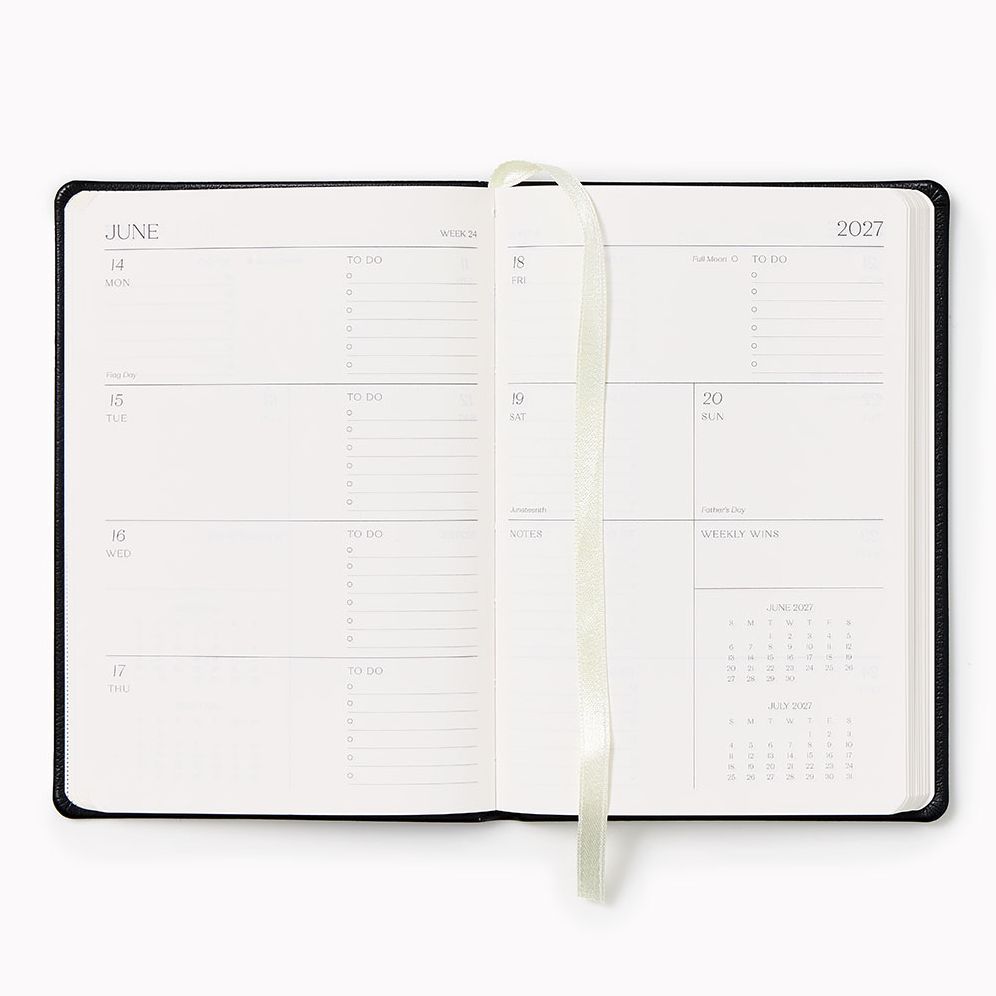 2027 Paper Source Black Weekly Pocket Planner