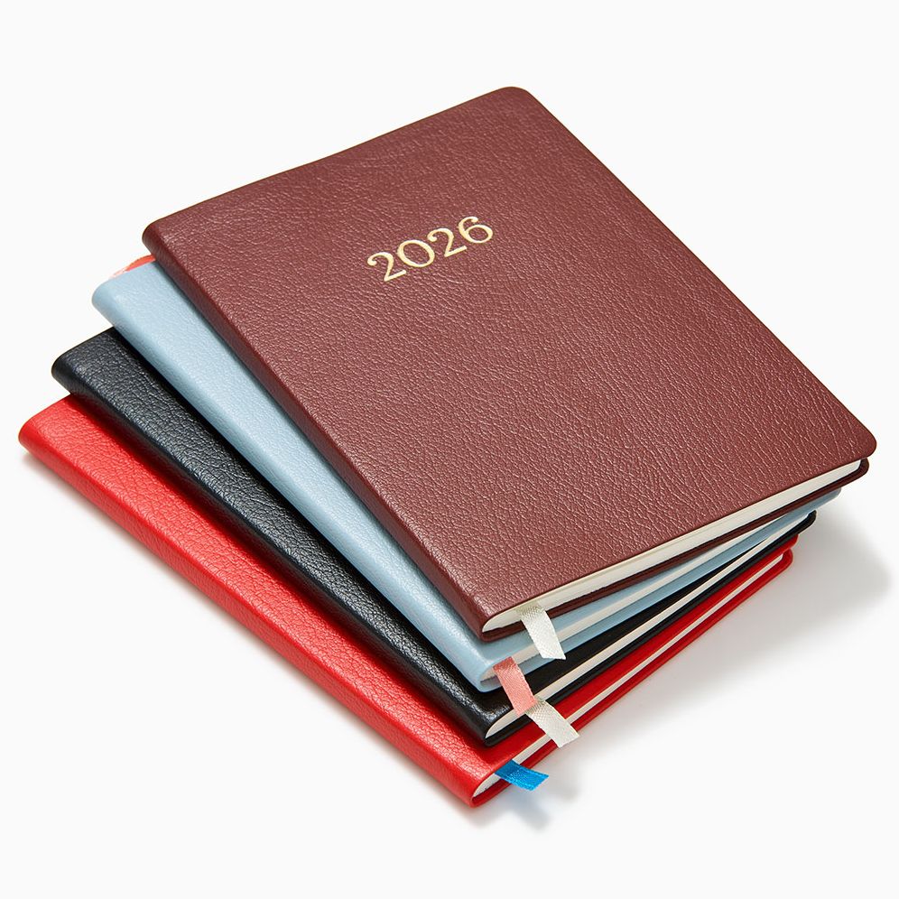 2025-2026 Paper Source Black Leather 18-Month Monthly Pocket Planner