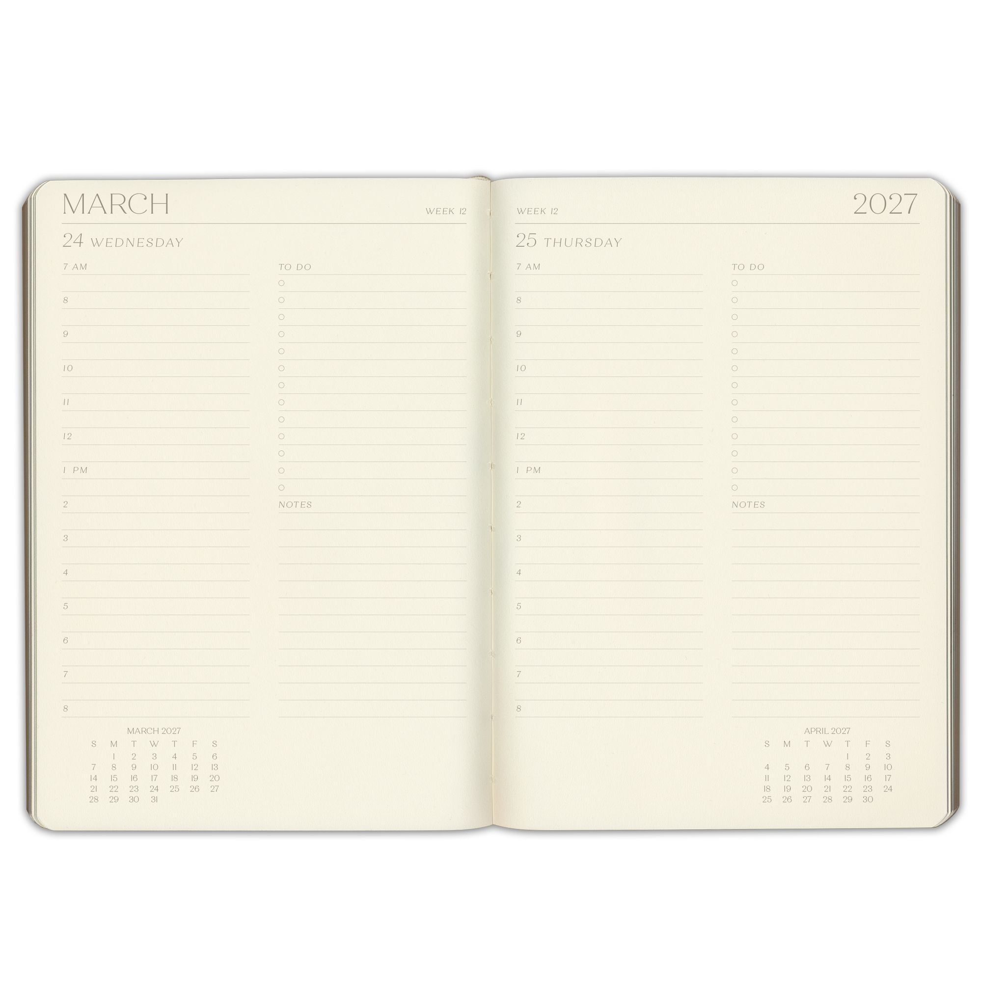 2026-2027 Paper Source Black Leather 12-Month Daily Planner