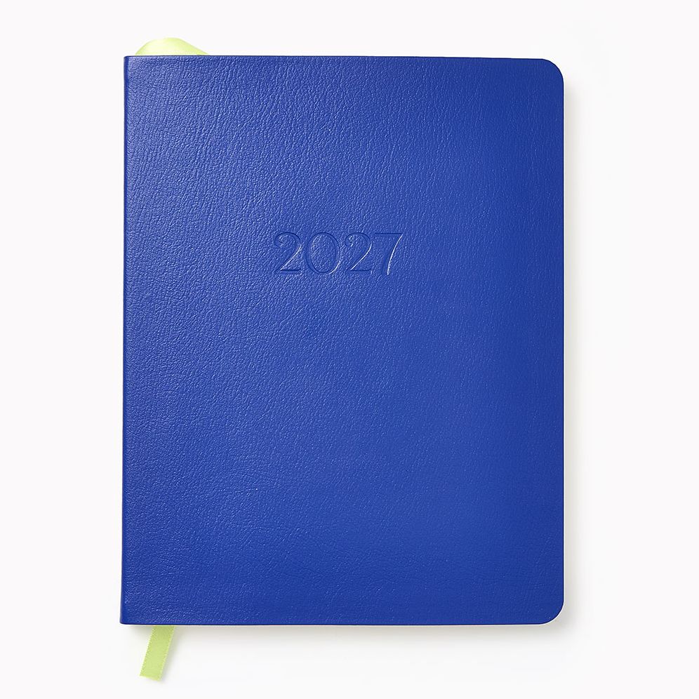 2026-2027 Paper Source Cobalt Blue Leather 18-Month Weekly Desk Planner