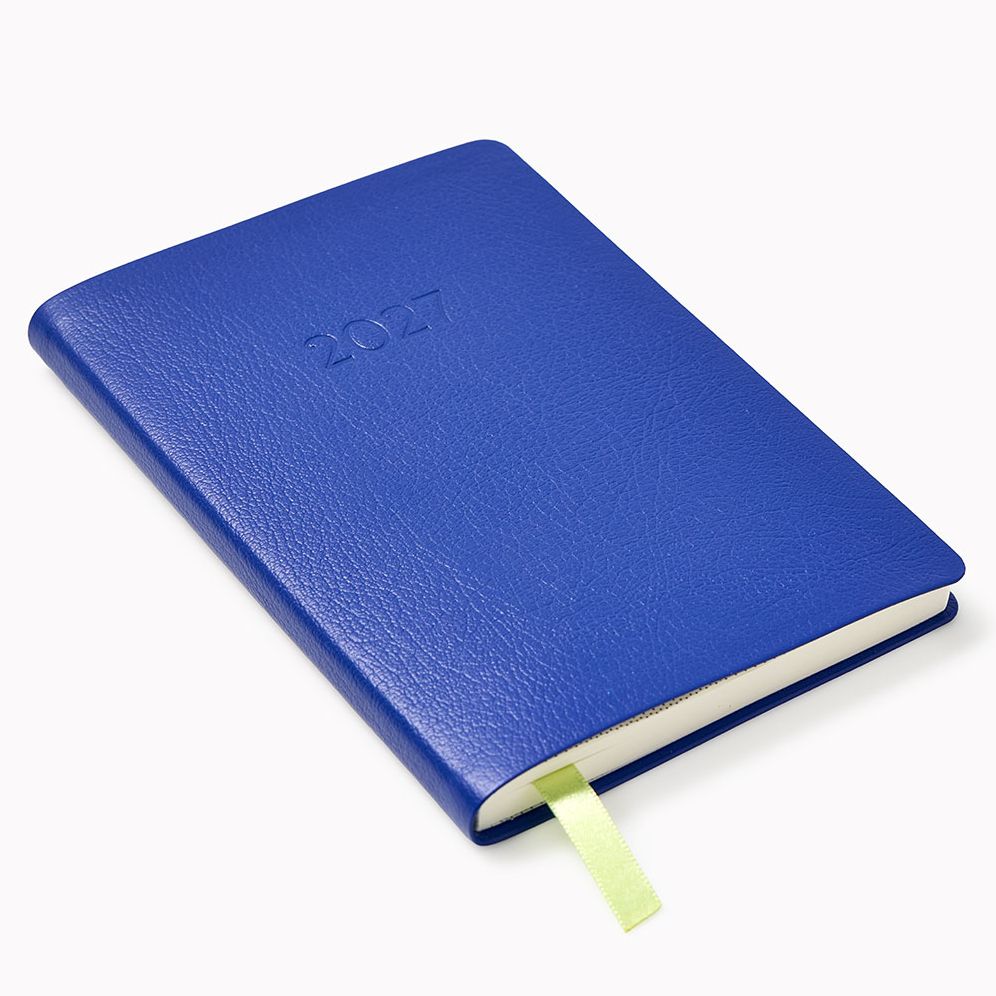 2026-2027 Leather 18-Month Weekly Pocket Planner - Cobalt Blue