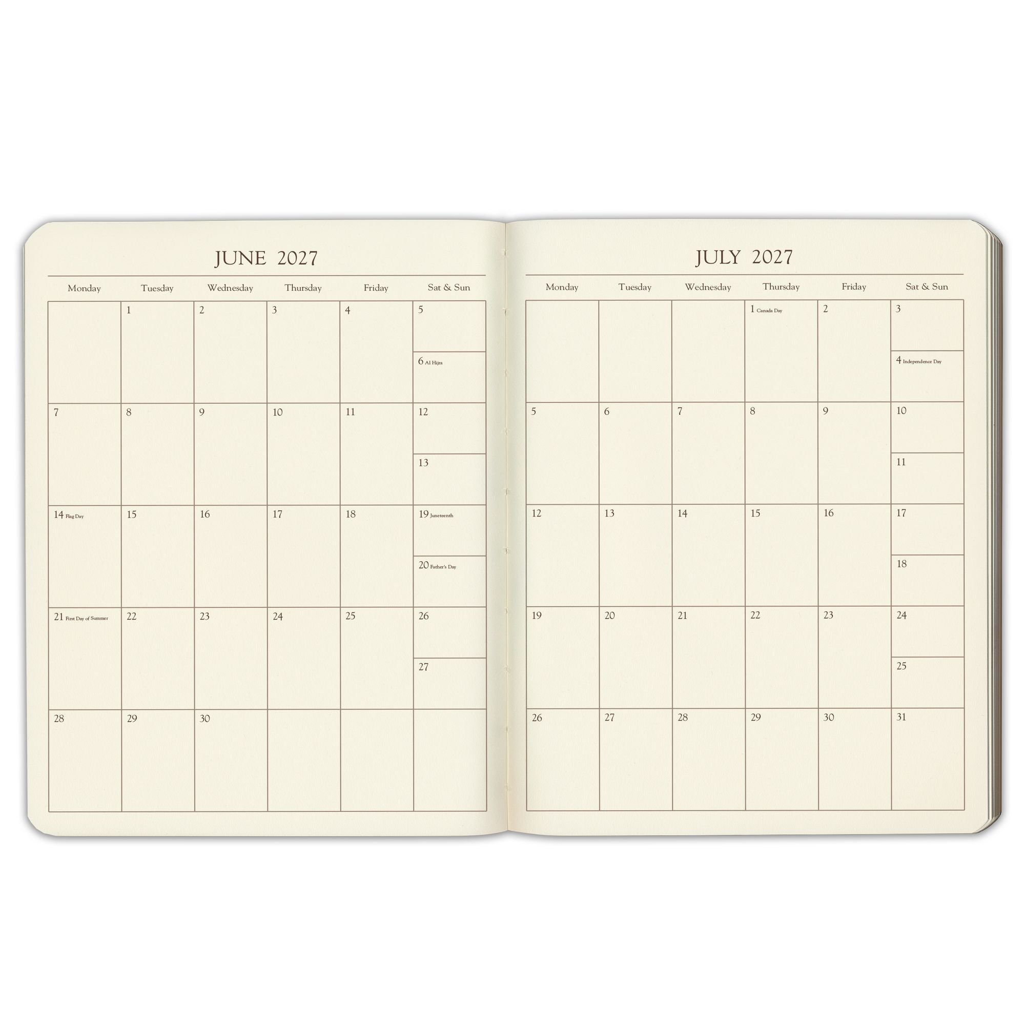 2027 Professional Charcoal Weekly Desk Planner