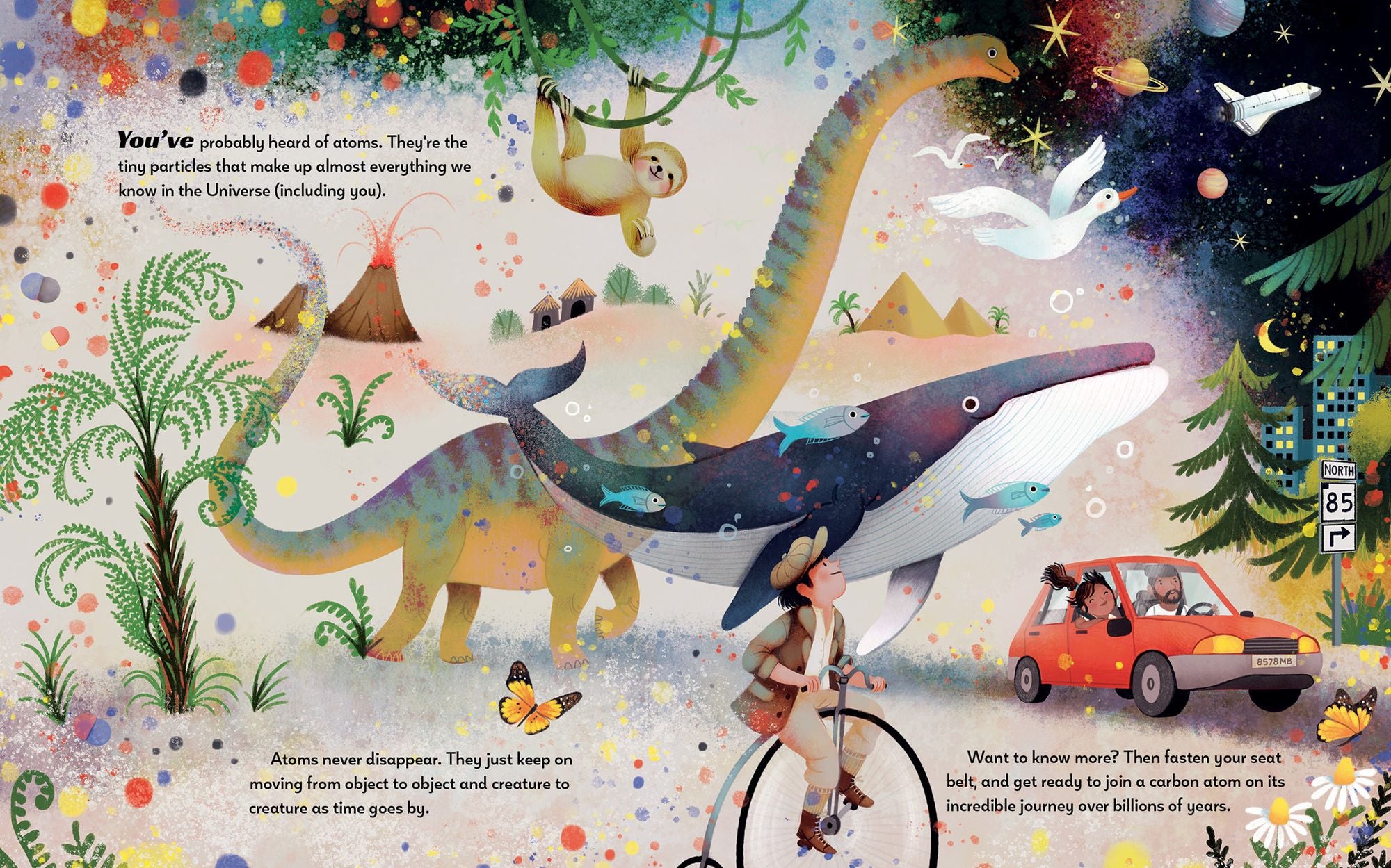 From BAM! to BURP!: A Carbon Atom's Never-Ending Journey Through Space and Time and YOU