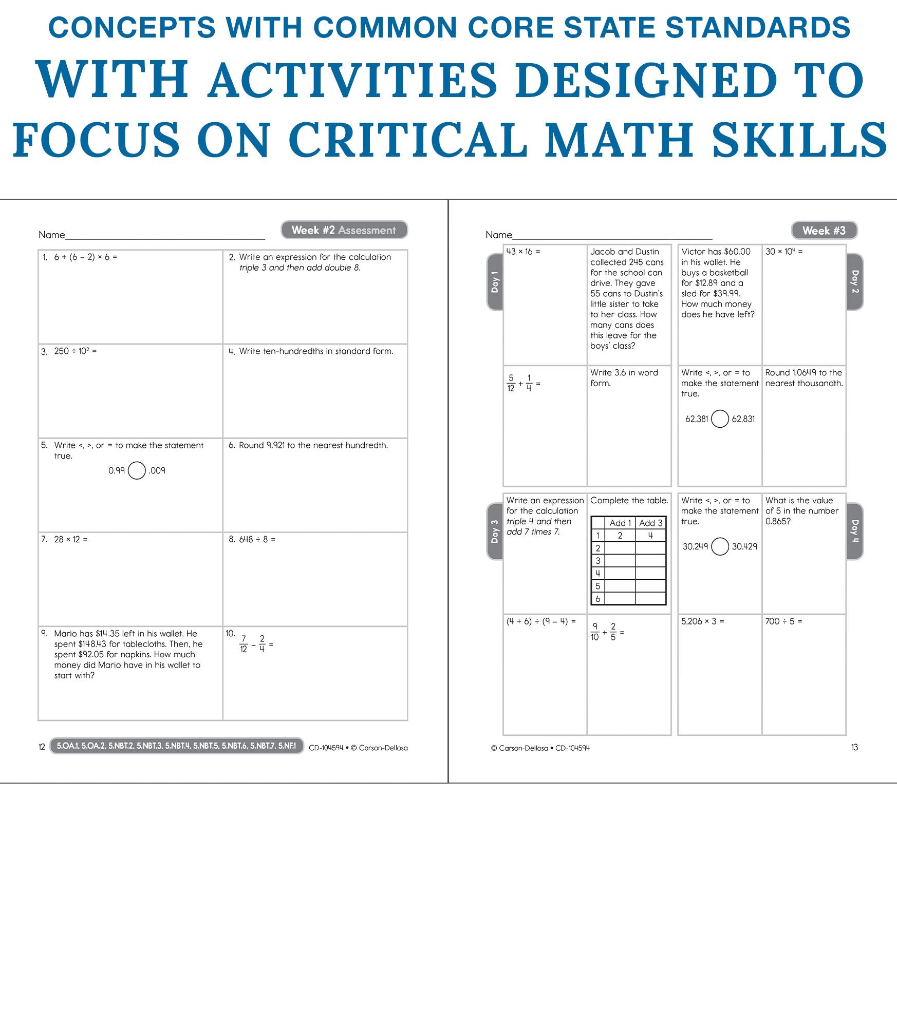 Common Core Math 4 Today, Grade 5: Daily Skill Practice