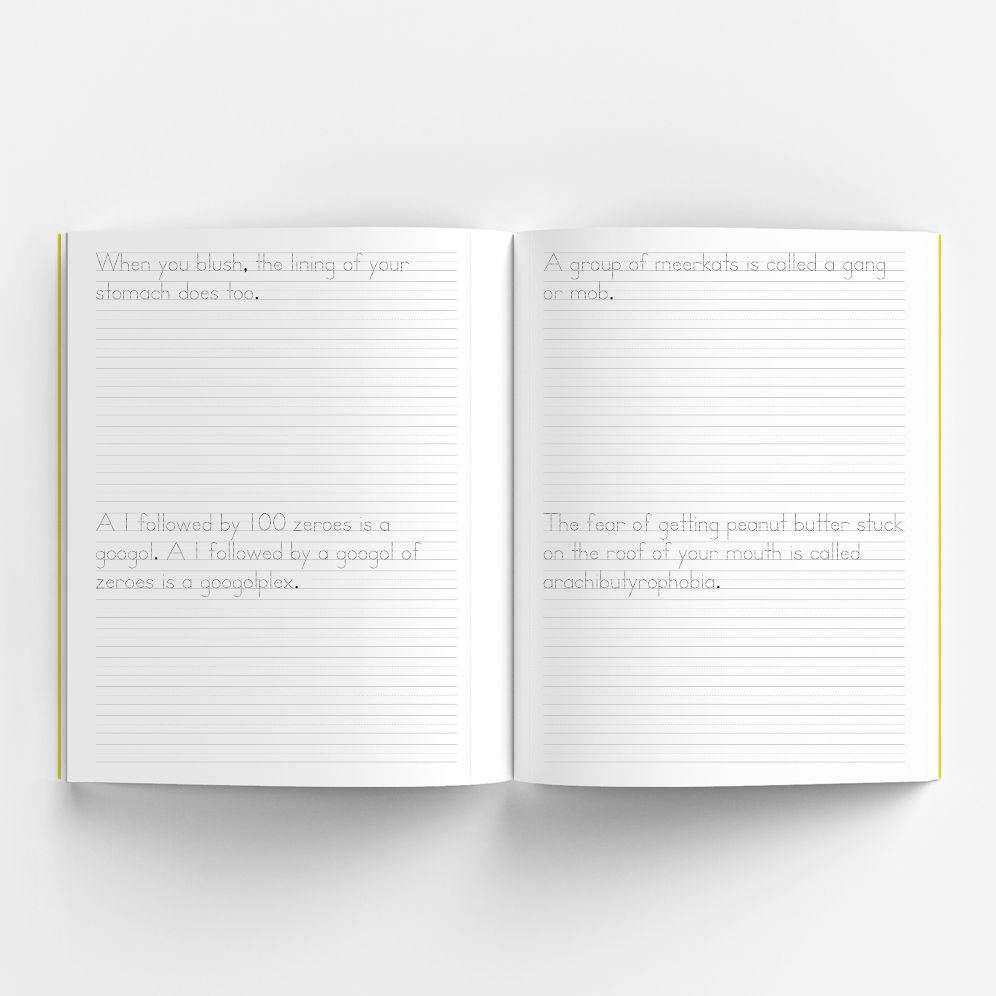 Print Handwriting Practice for Kids 8-12: 250 Awesome Fun Facts about Science, Animals, and History