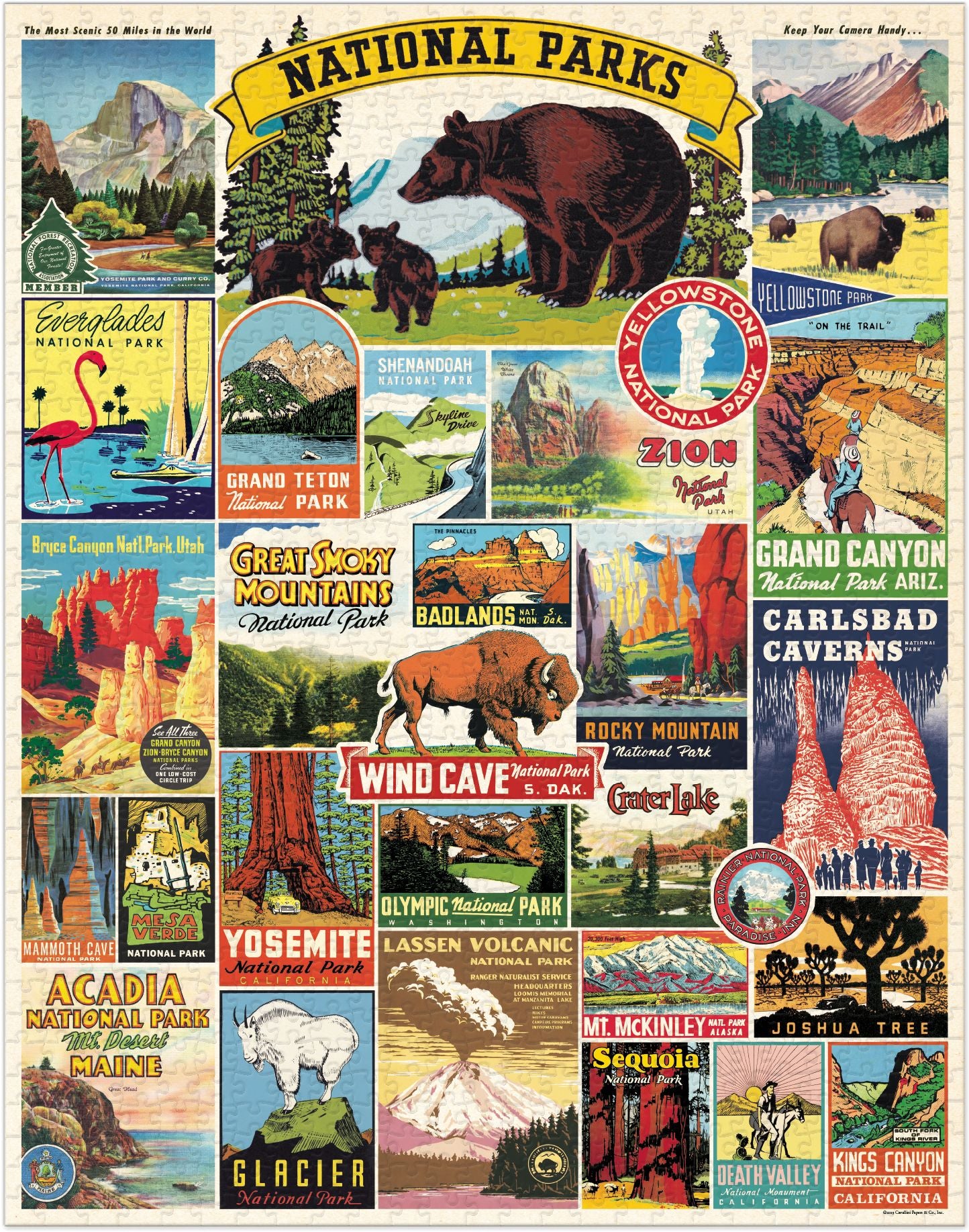 Cavallini & Co - National Parks 1,000 Piece Jigsaw Puzzle