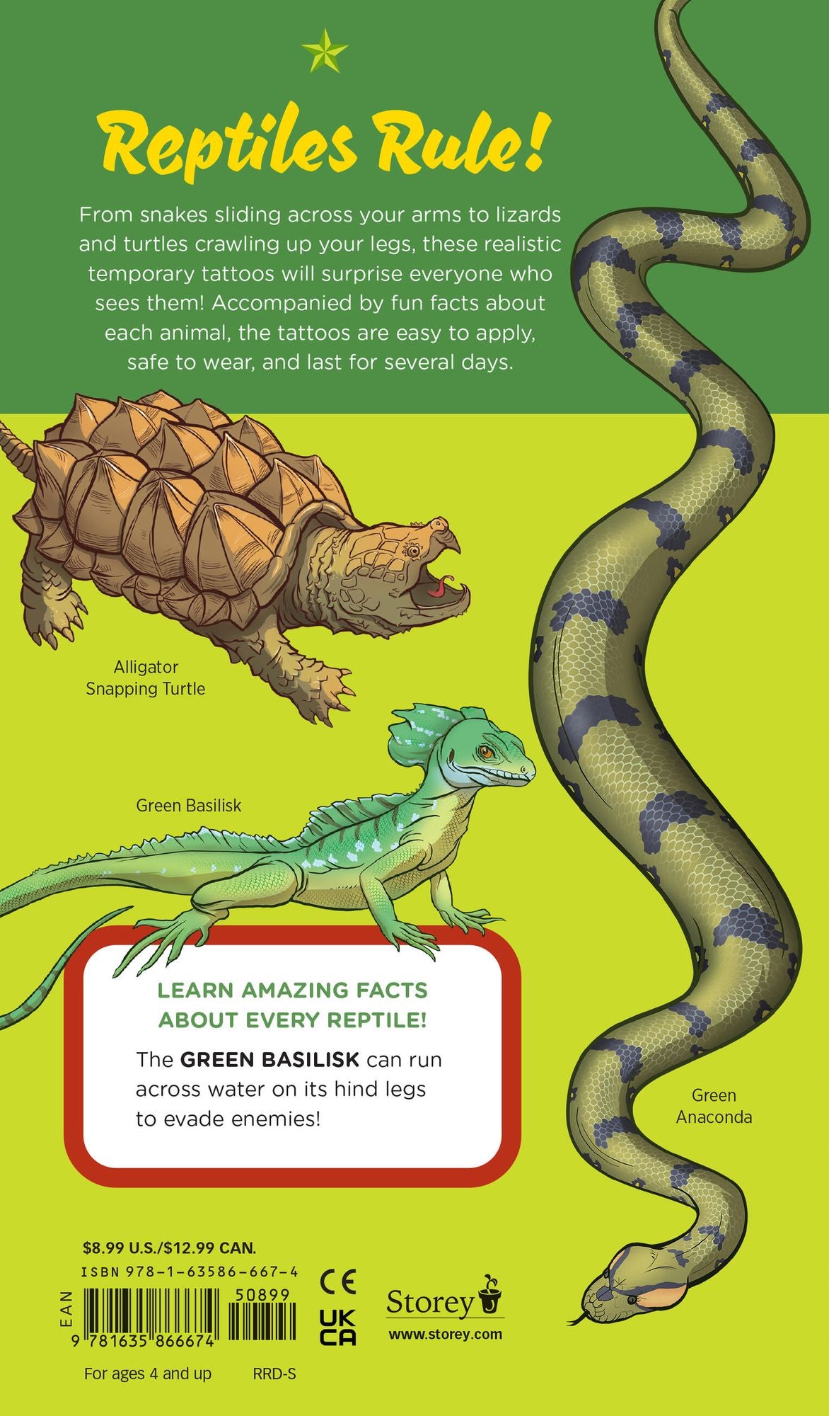 Slithering, Scaly Tattoo Snakes & Other Reptiles: 50 Temporary Tattoos That Teach