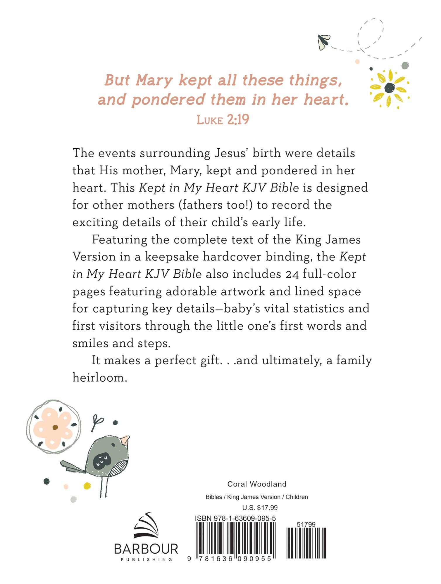 Kept in My Heart KJV Bible [Coral Woodland]