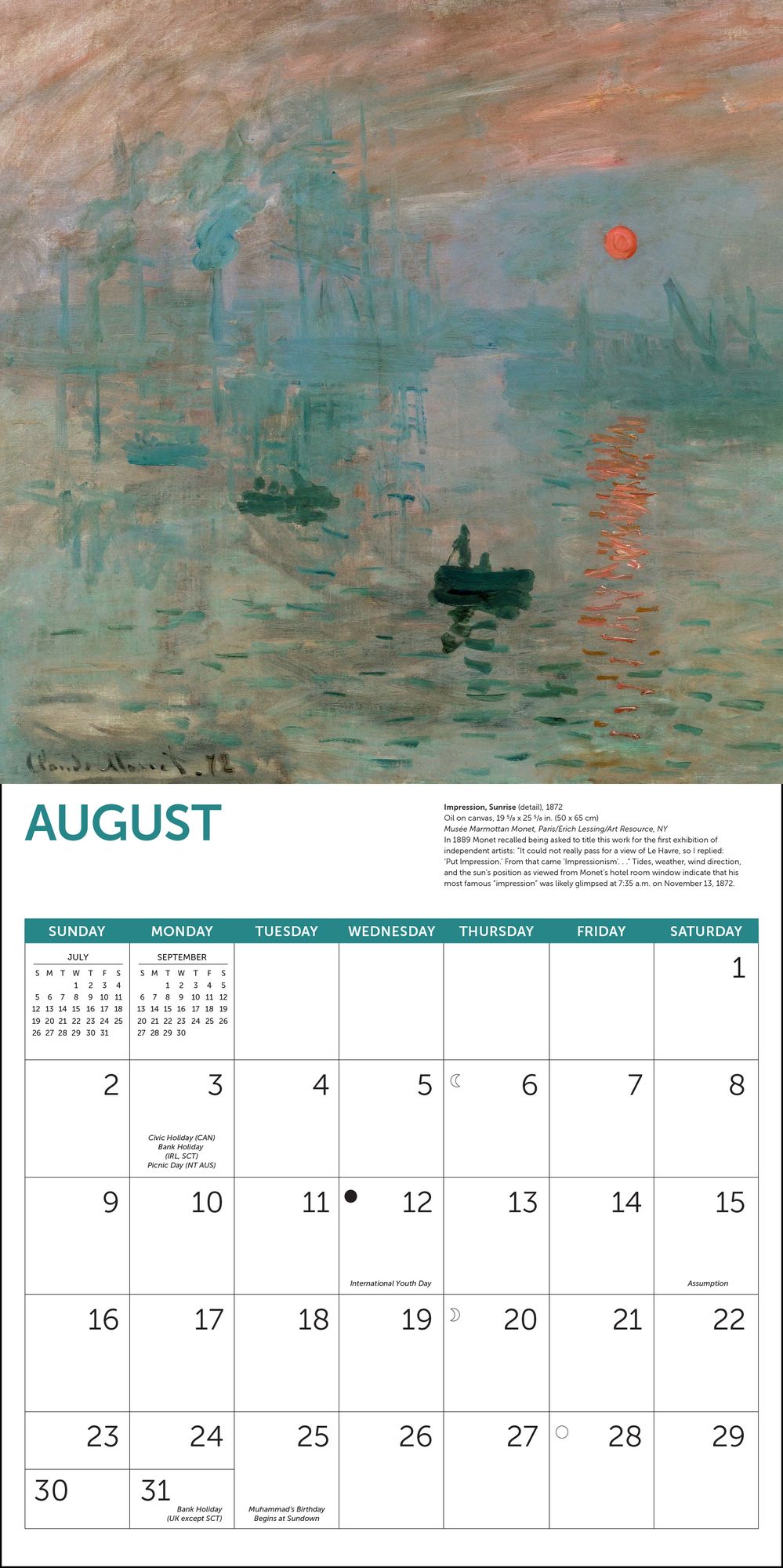 2026 Monet at Sea Wall Calendar