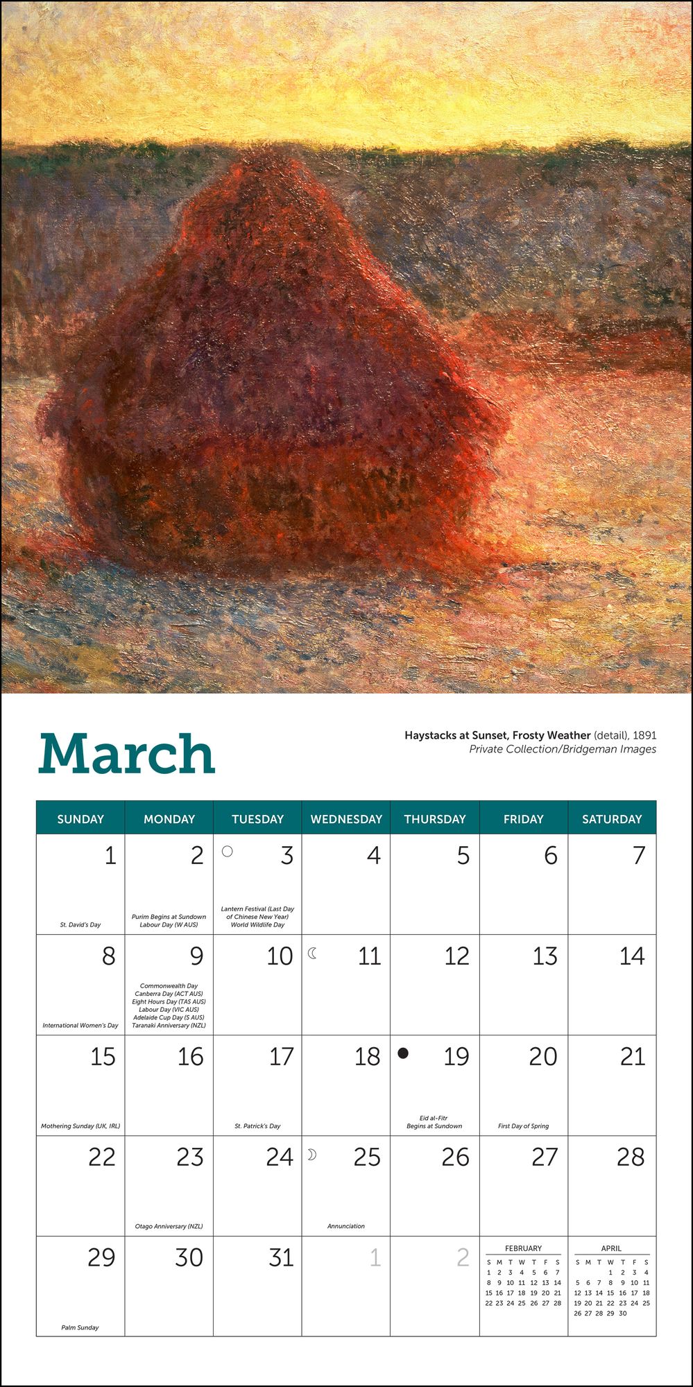 2026 Monet Mini Wall Calendar