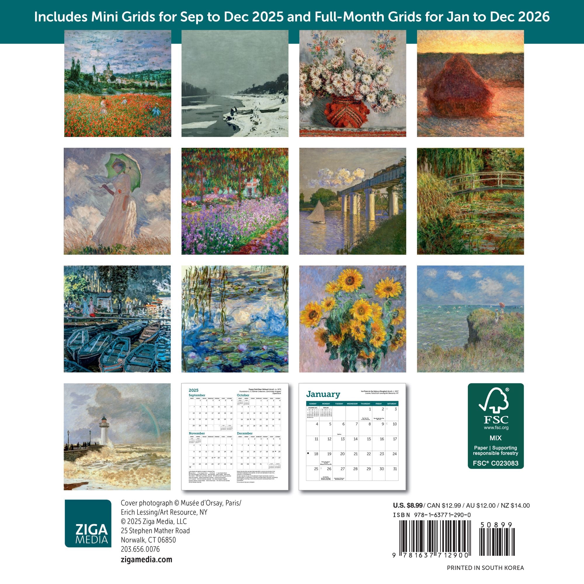 2026 Monet Mini Wall Calendar