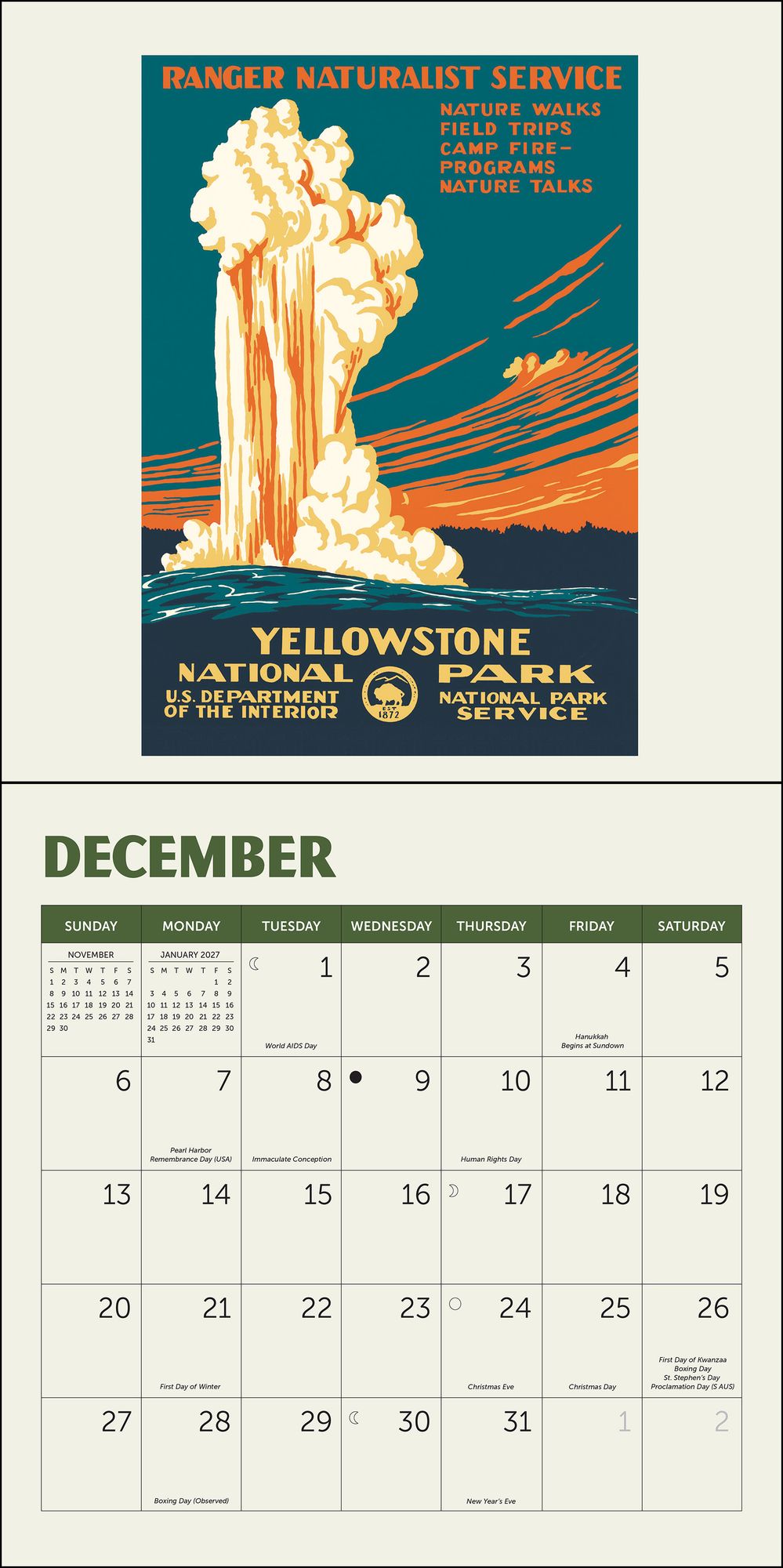 2026 National Parks WPA Posters Mini Wall Calendar