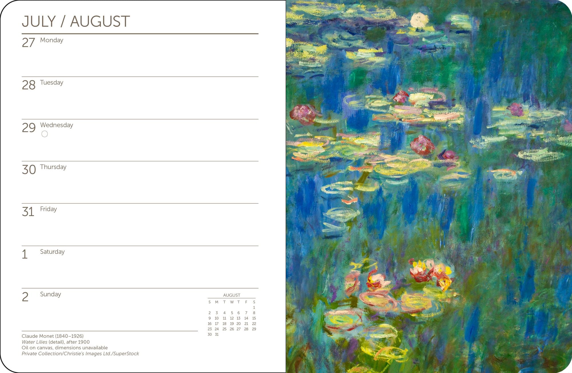2026 Impressionists Weekly Engagement Planner