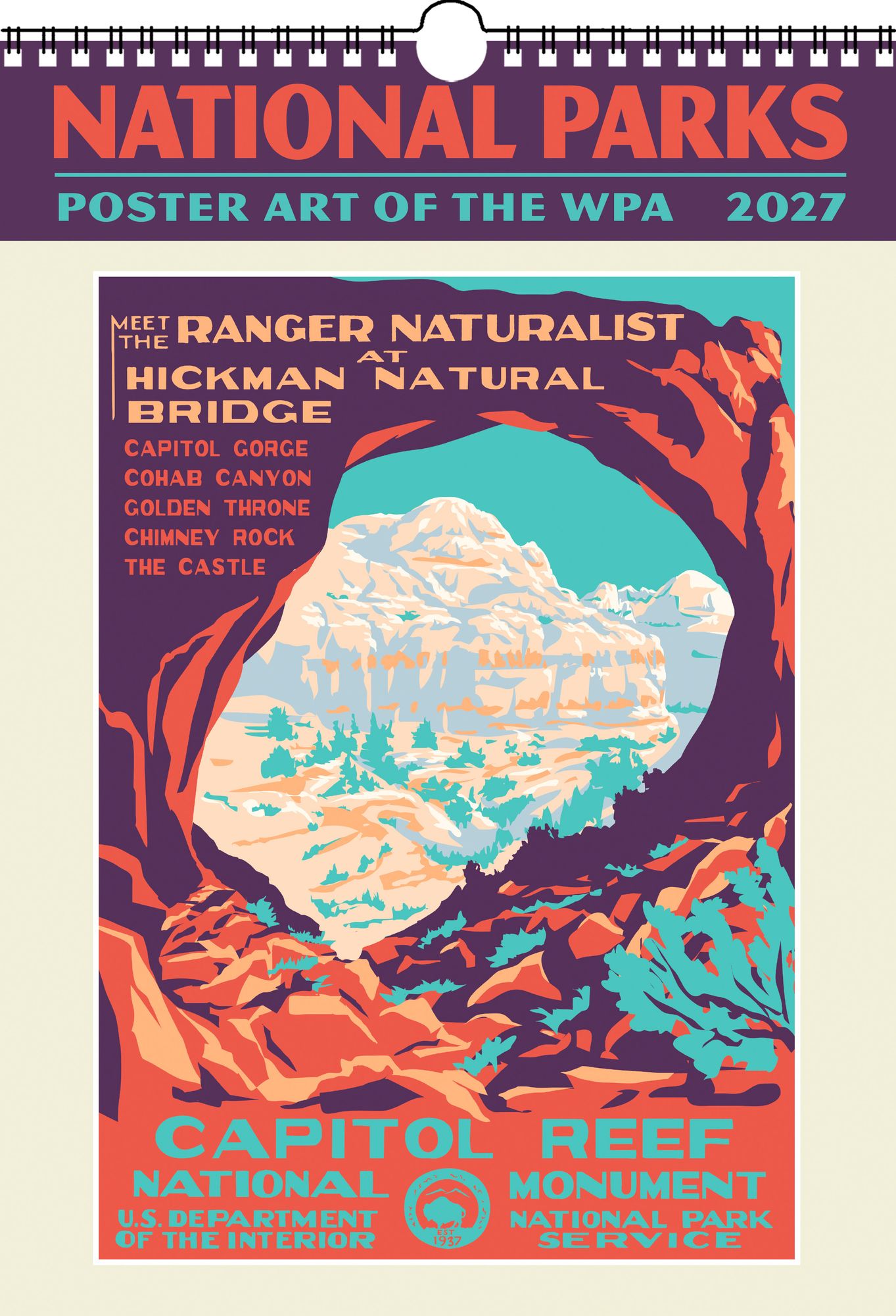2027 National Parks Poster Art of the WPA ¿ Oversized Wall Calendar