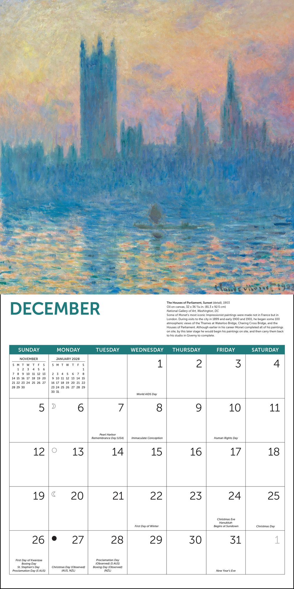 2027 Monet At Sea Wall Calendar