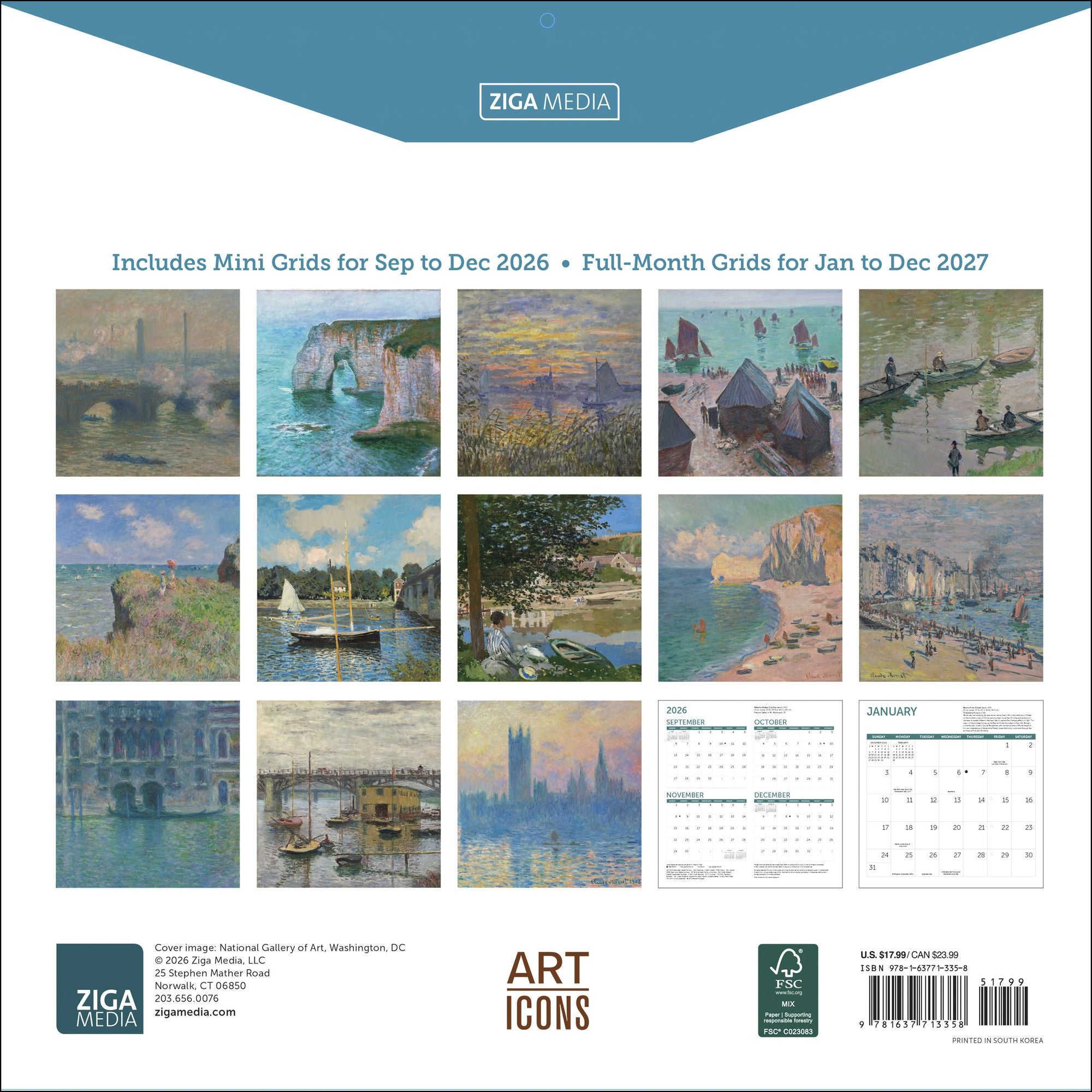 2027 Monet At Sea Wall Calendar