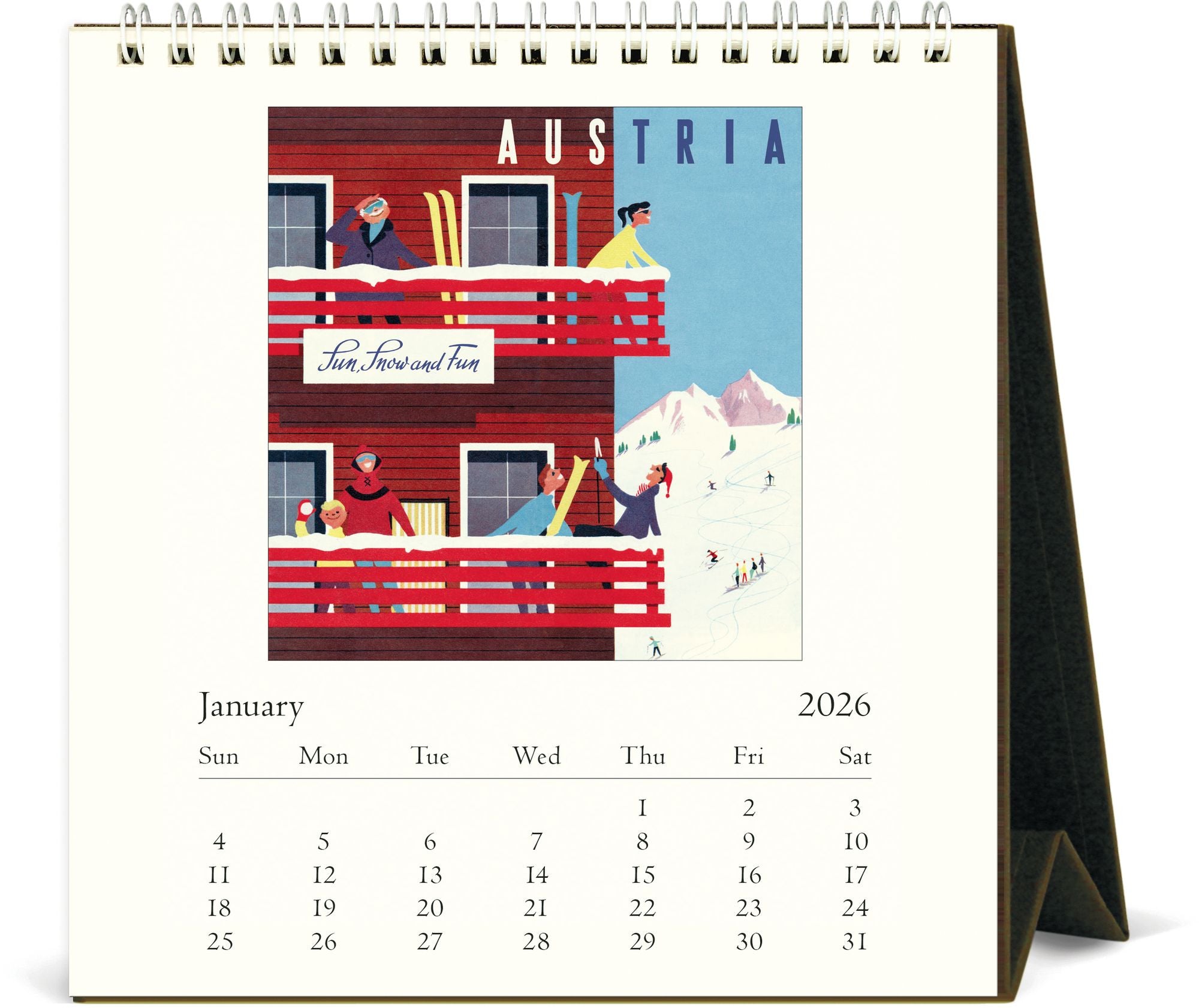 2026 Cavallini Vintage Travel Desk Calendar