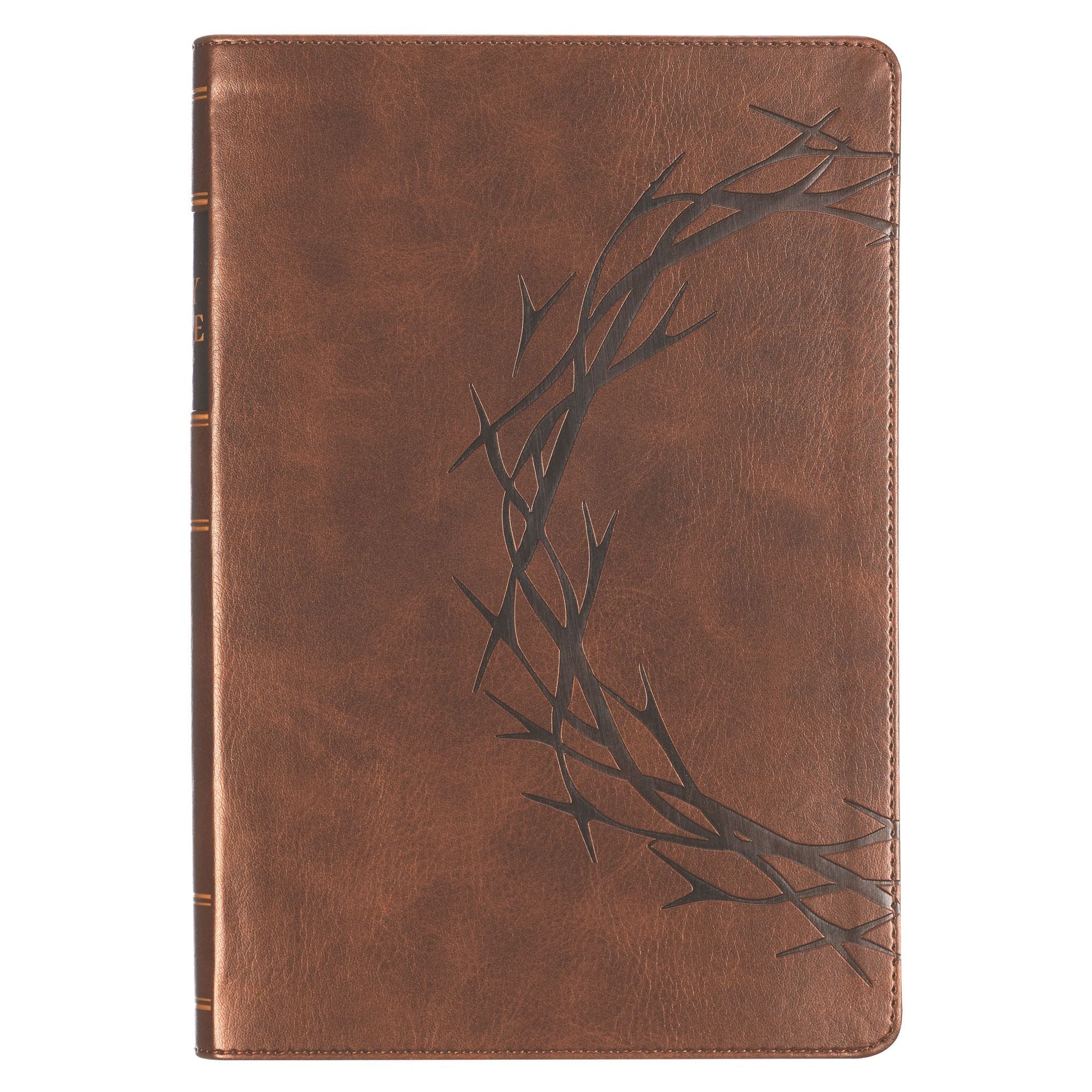 KJV Bible Giant Print Full-Size (Faux Leather, Crown of Thorns, Brown)