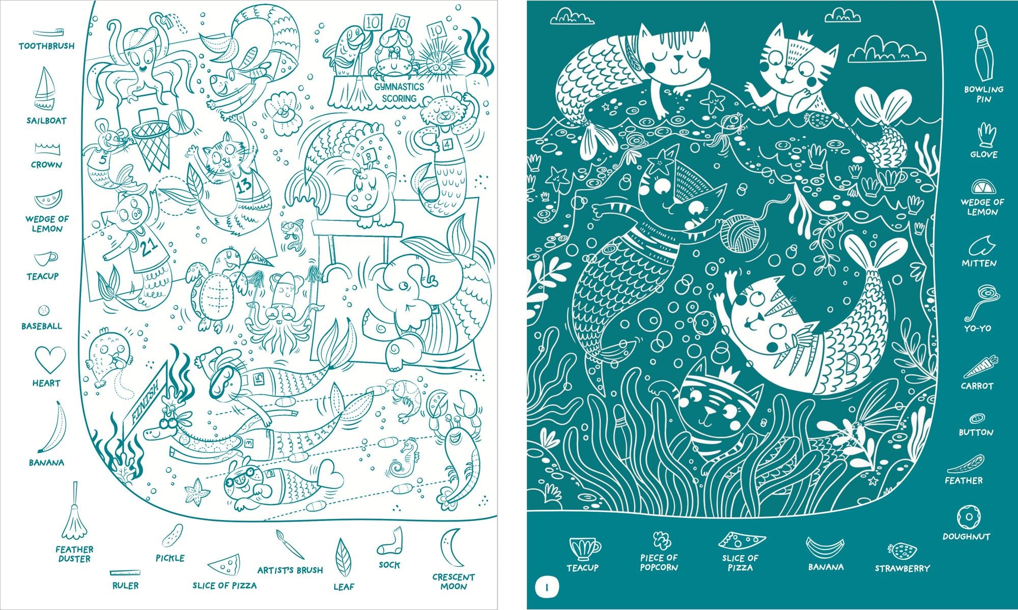 Magical Mermaids Hidden Pictures: Kids Mermaid Coloring Book with Markers Featuring Over 40 Ready-to-Color Stickers, Hidden Pictures Scenes with Undersea Adventures for Kids 6-9