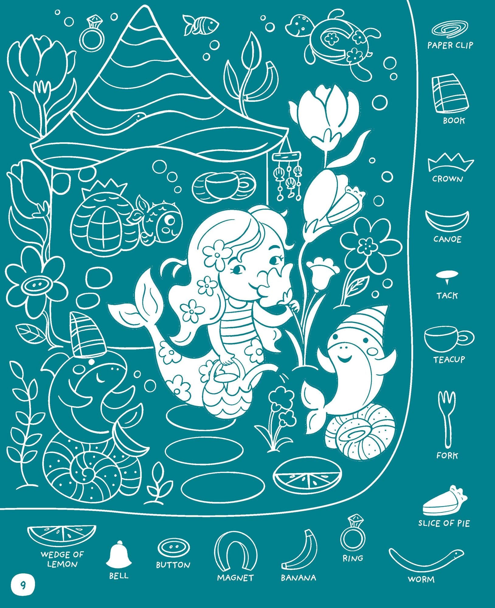 Magical Mermaids Hidden Pictures: Kids Mermaid Coloring Book with Markers Featuring Over 40 Ready-to-Color Stickers, Hidden Pictures Scenes with Undersea Adventures for Kids 6-9